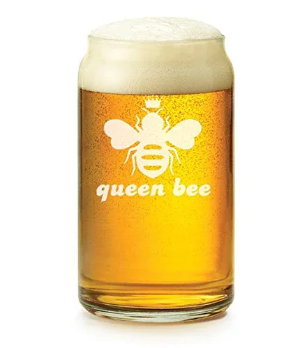 16 oz Beer Can Glass Queen Bee