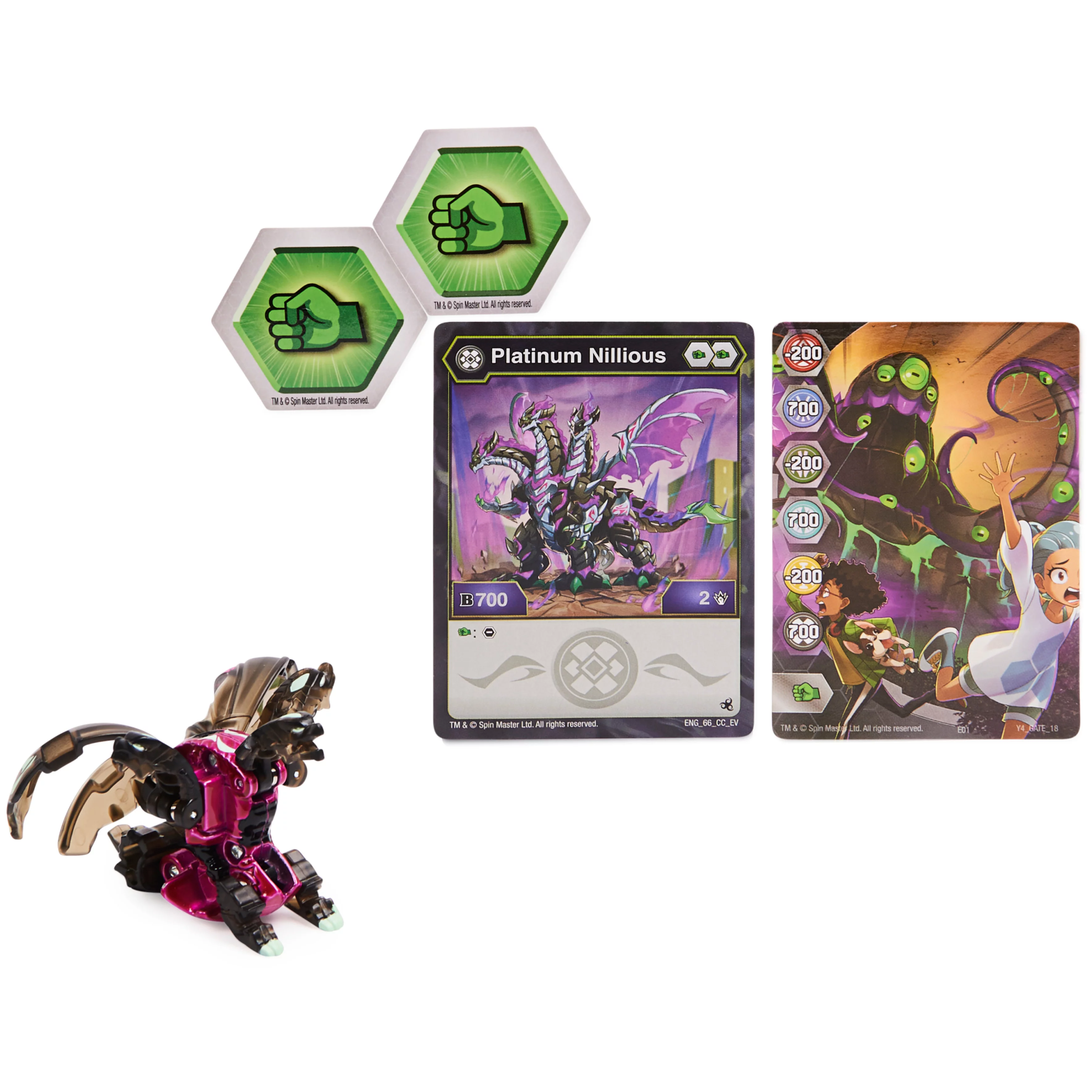 Bakugan Evolutions Platinum Nillious (Black) with Trading Cards