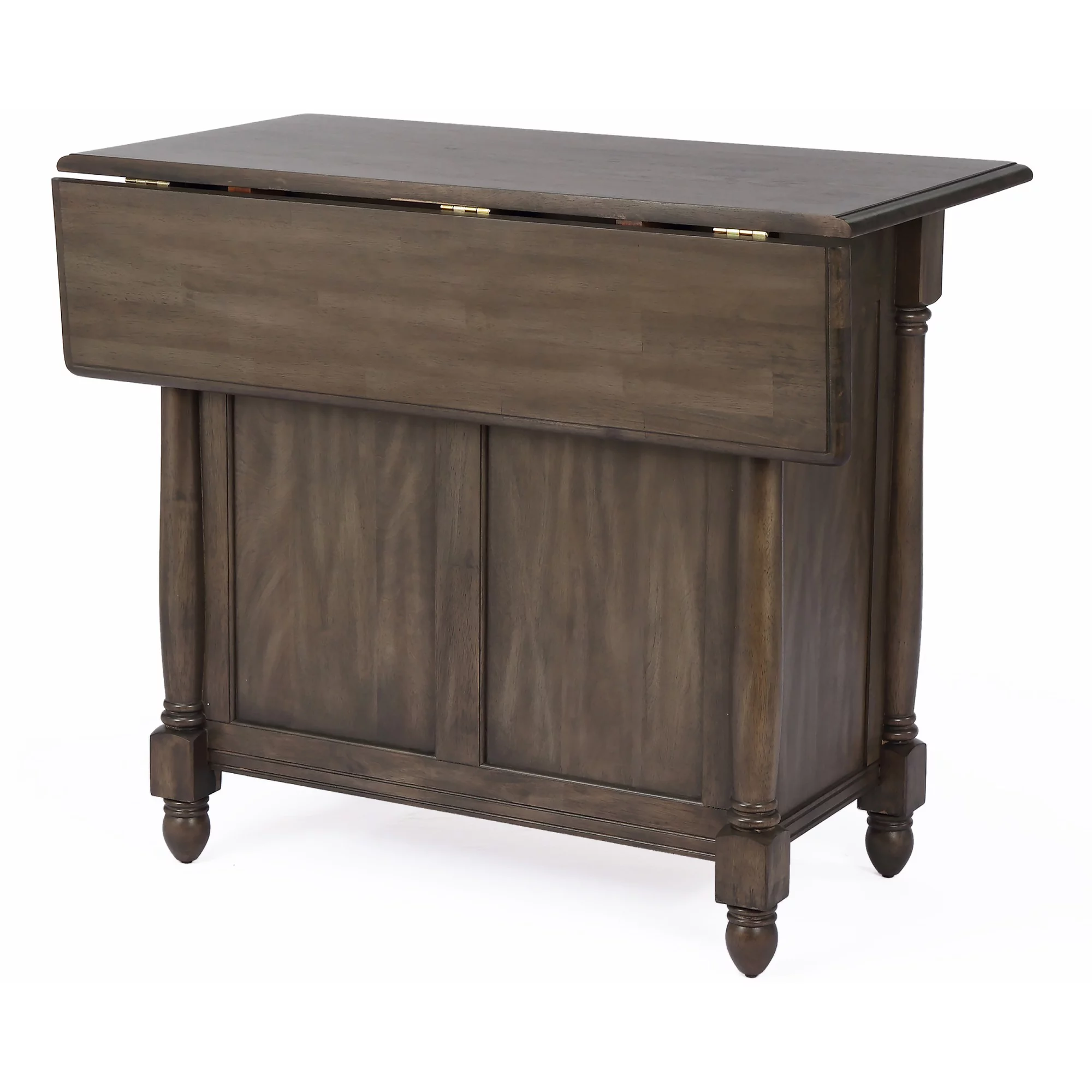 Sunset Trading Shades of Gray Drop Leaf Traditional Wood Kitchen Island in Gray