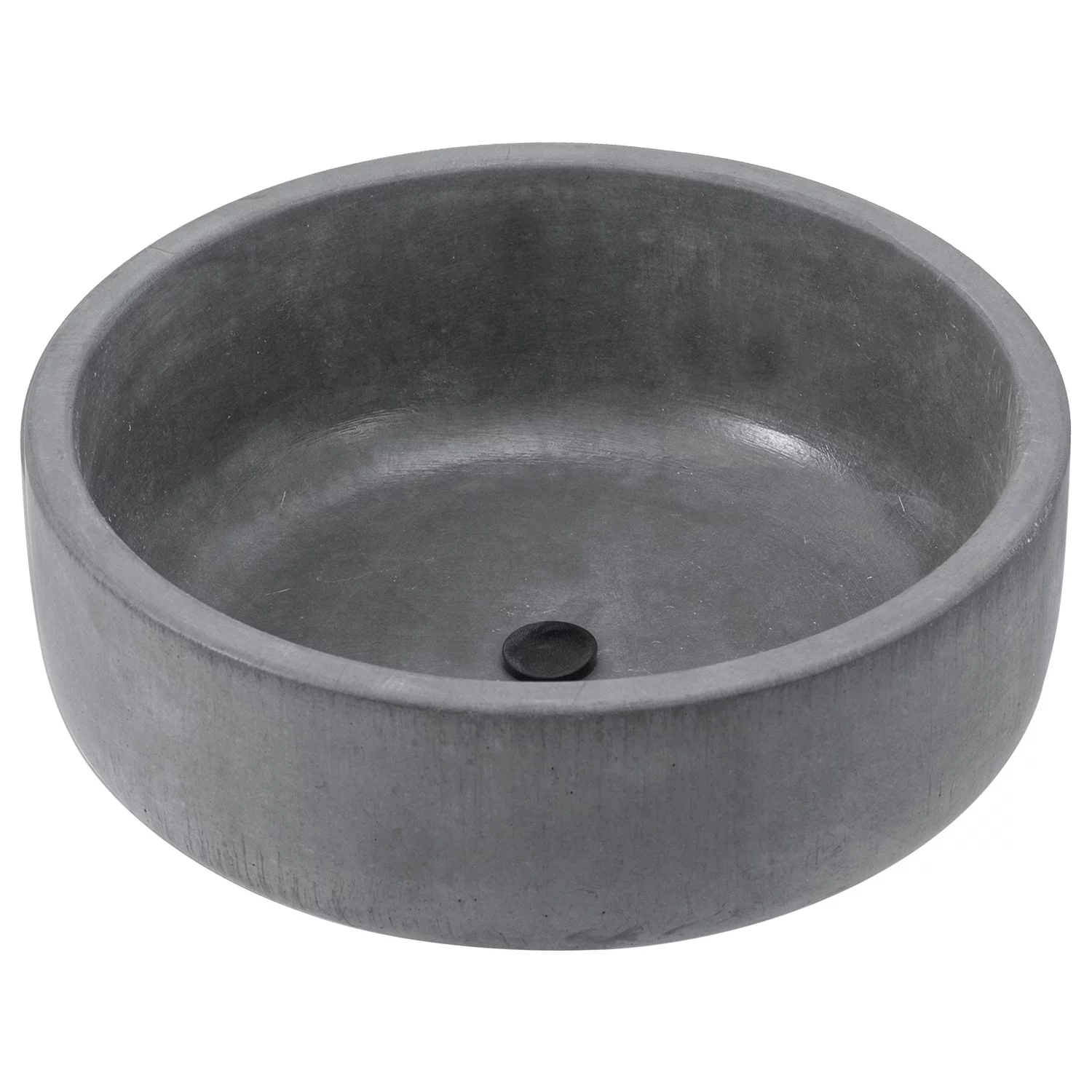 MyGift 8 Inch Minimalist Round Grey Cement Succulent Planter / Modern Bowl