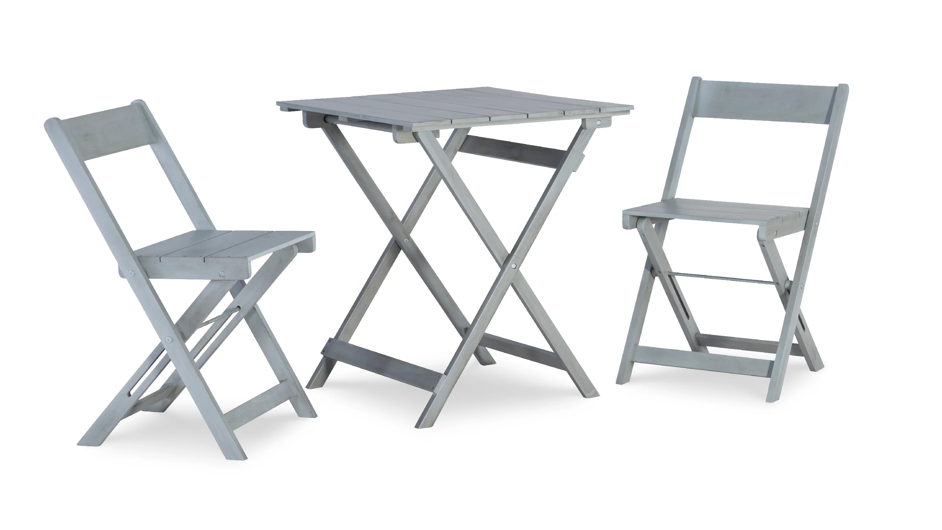 Linon Riverpark 3-Piece Acacia Wood Outdoor Bistro Set, Gray Finish