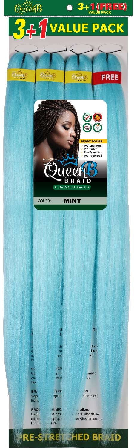 Urban Beauty Queen B Braid Synthetic 3 + 1 Value Pack 60 Inch Color MINT