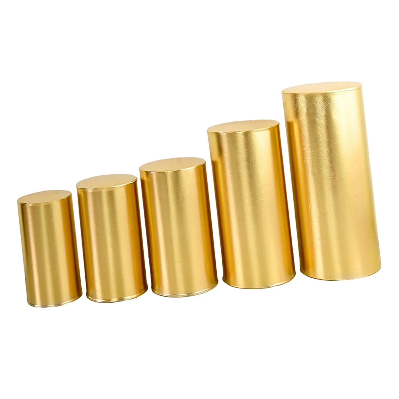 HOMYL 5 Pieces Cylinder Pedestal Covers, Pillar Covers Plinth Support Elastic Cylinder Gold