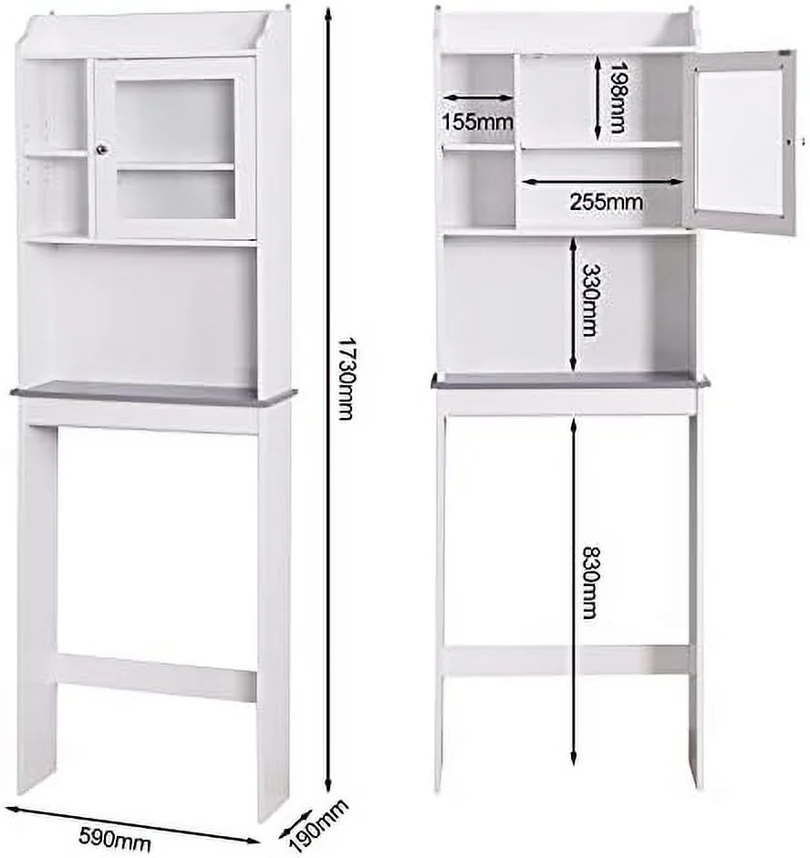 JYHOME Over-The-Toilet  Cabinet  Bathroom Space Saver W/ Rack Cabinet with  Drawer and 2   Floor Stand Bathroom Organizer Home Bathroom   65''H