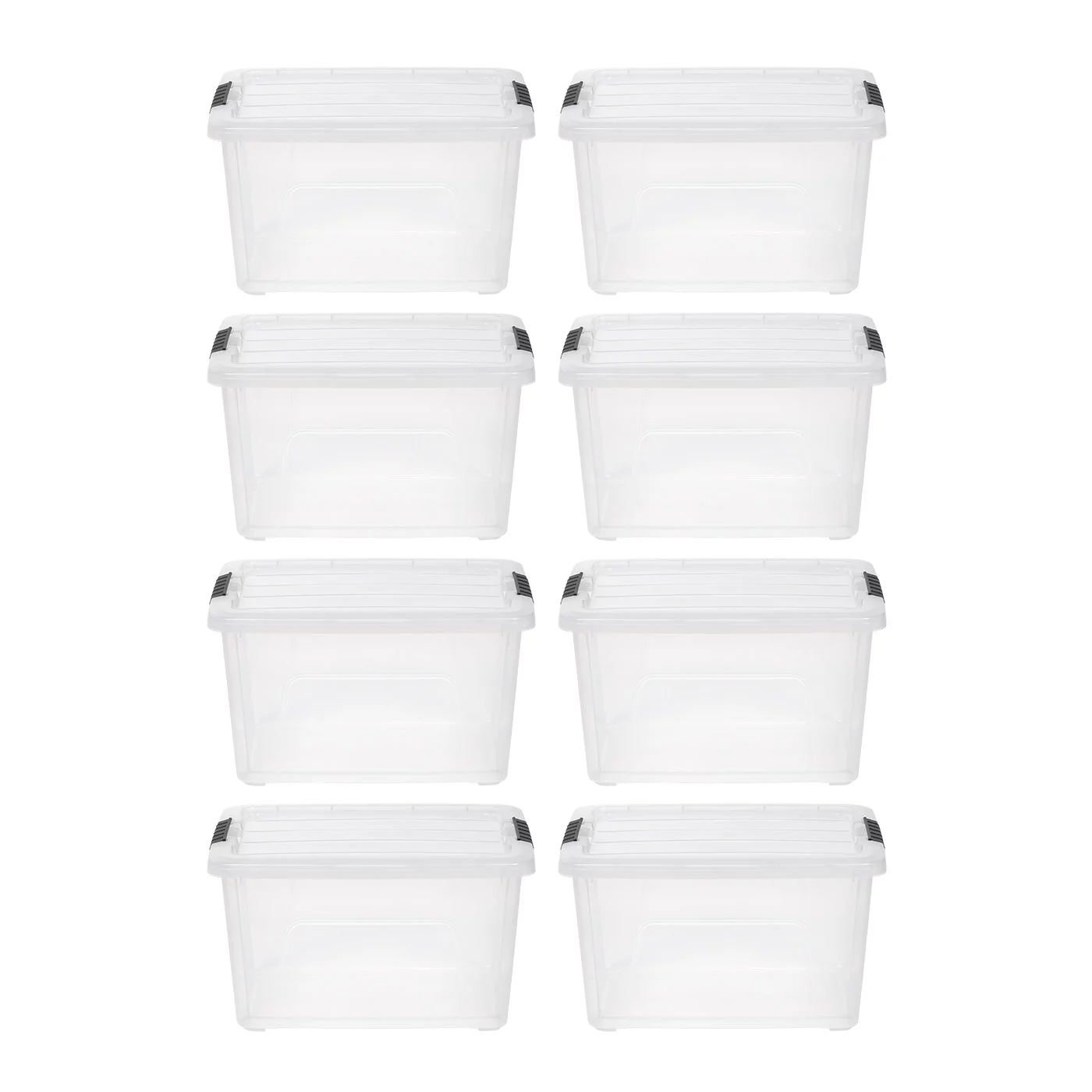IRIS USA 8 Pack 32 Quart Stack & Pull™ Box, Clear