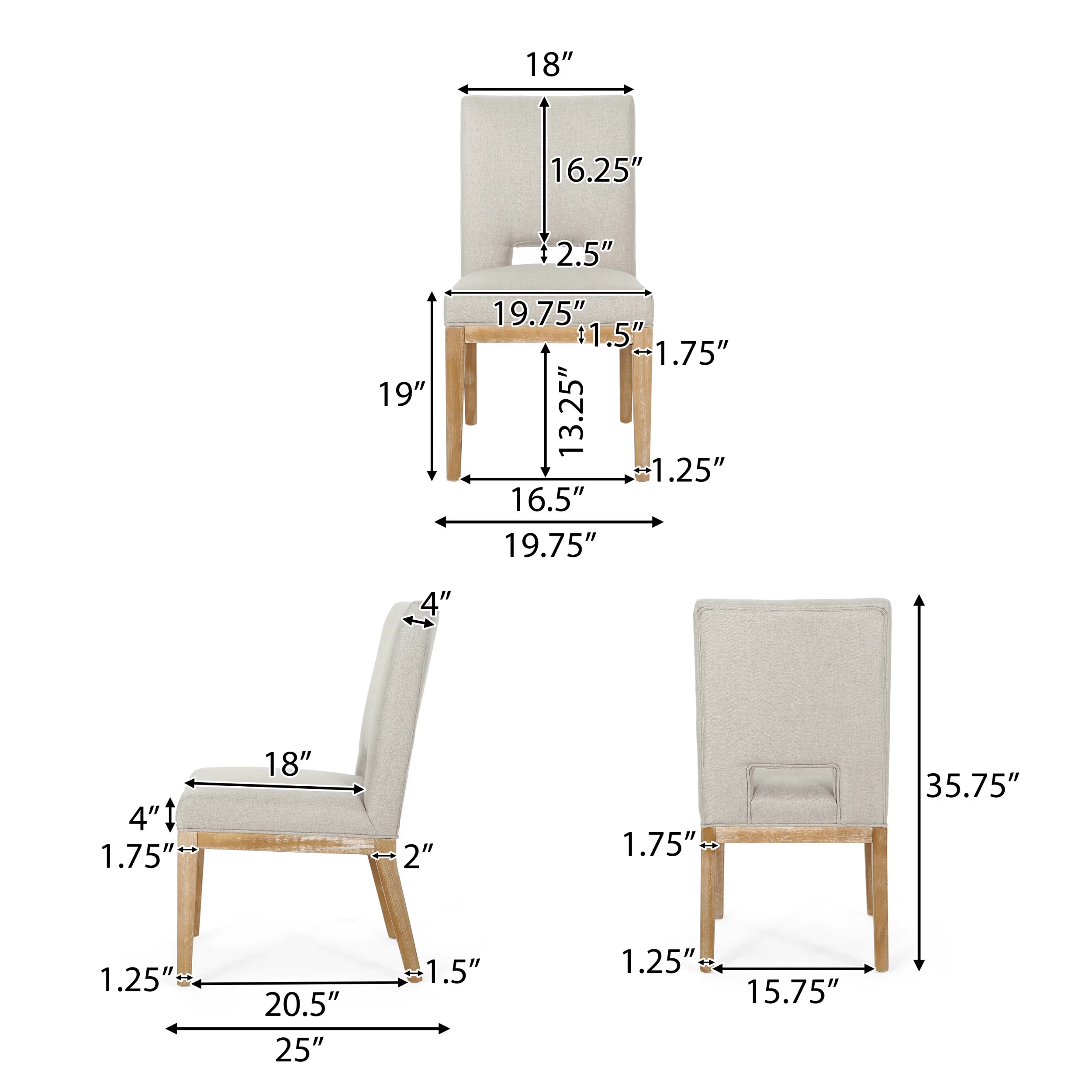 Noble House Bowrun Fabric Upholstered Dining Chairs, Set of 4, Wheat and Weathered Natural