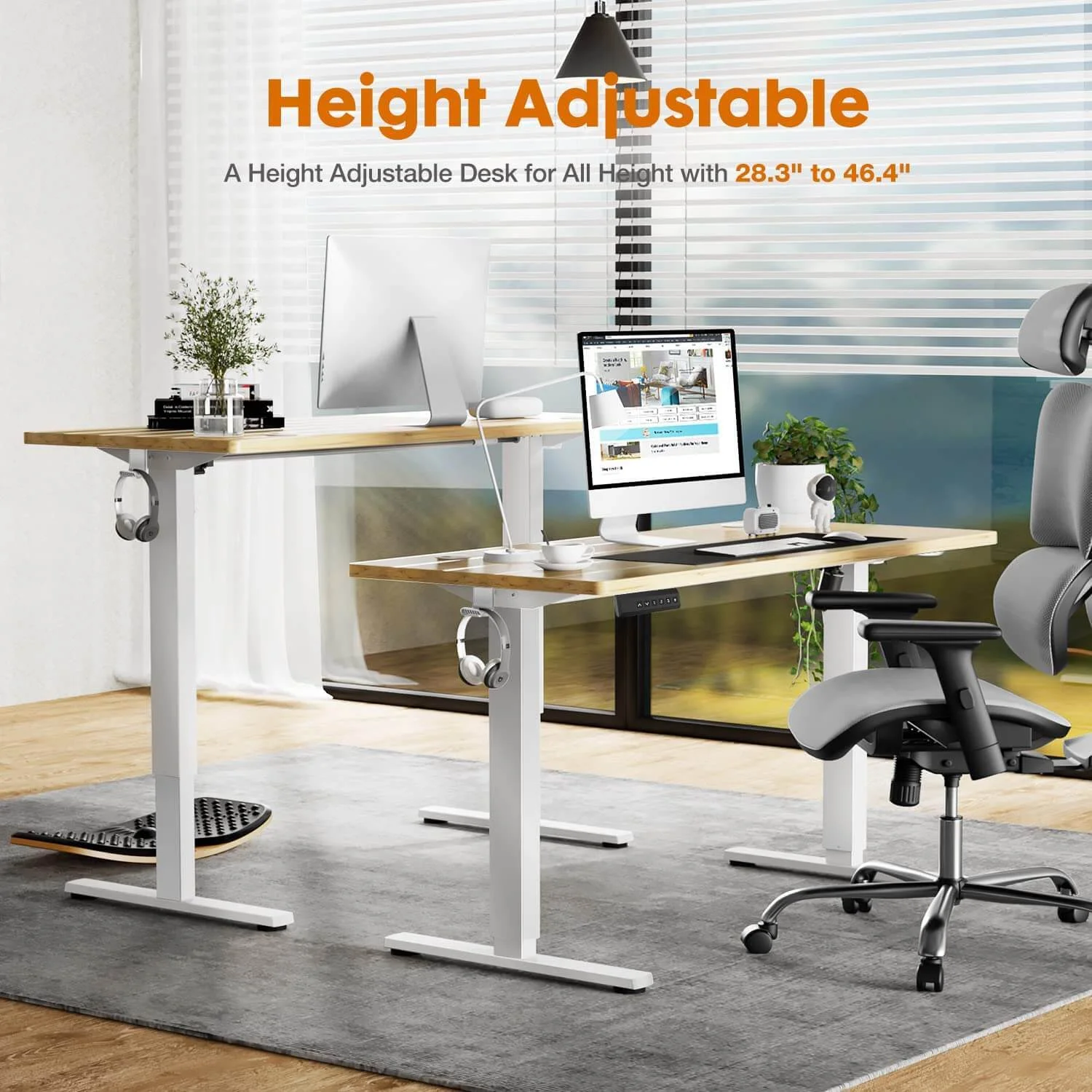 CoSoTower Electric Height Adjustable Standing Desk,Sit to Stand Ergonomic Computer Desk,Yellow,55'' X 24
