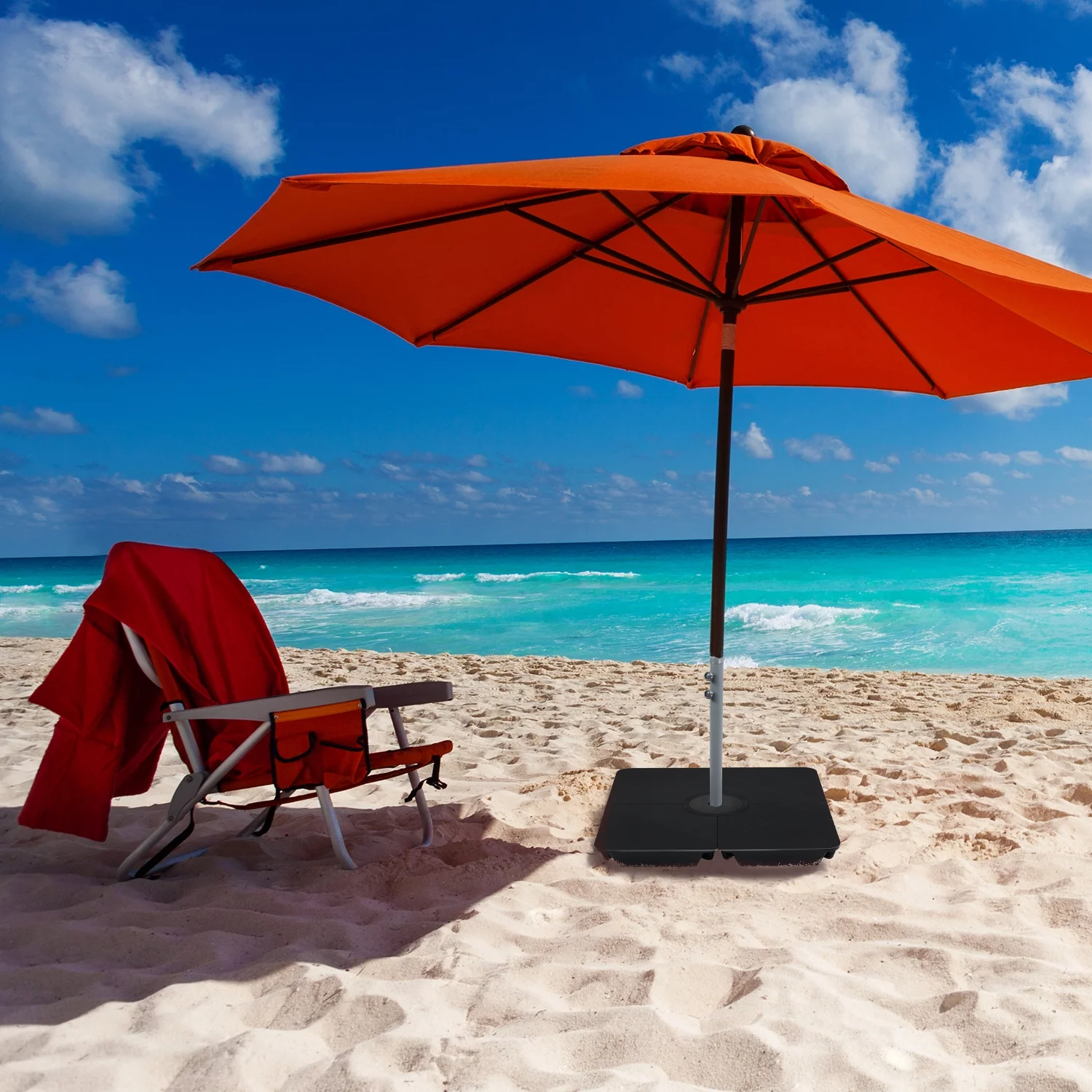 Aoodor 4-Piece 176lb Heavy Duty Base Cantilever Patio Umbrella Base Stand Water or Sand Filled