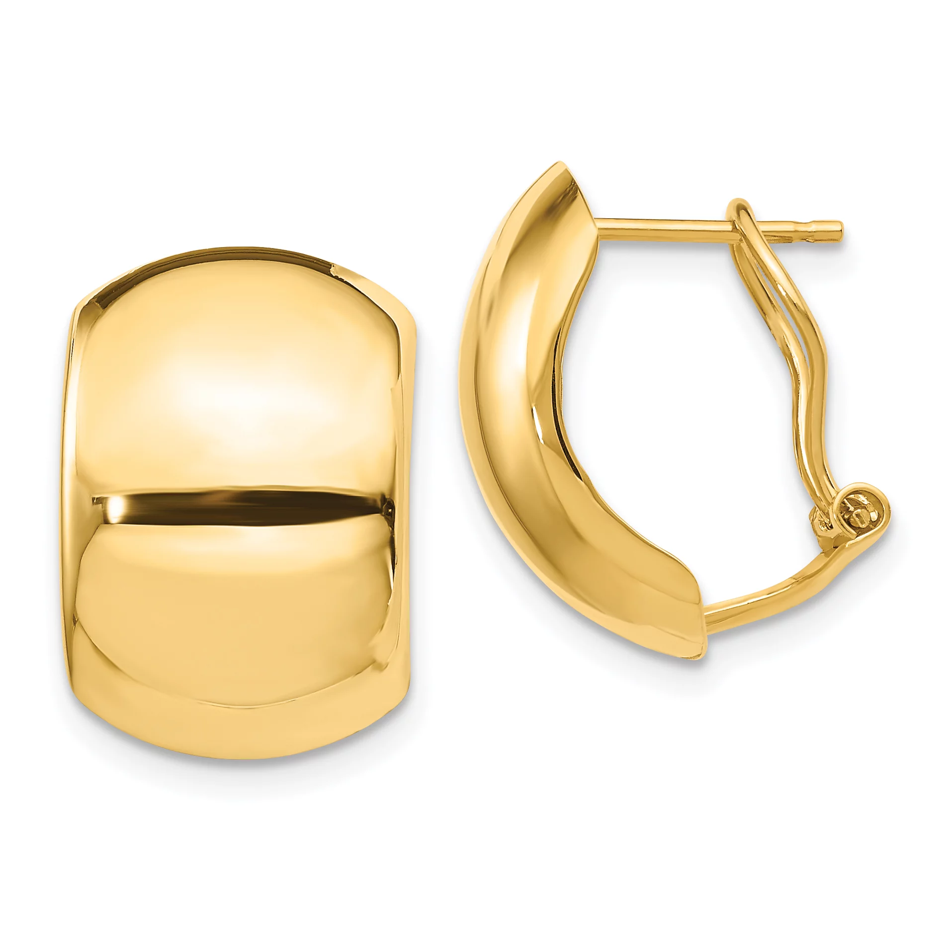 Primal Gold 14 Karat Yellow Gold Polished Omega Back Earrings
