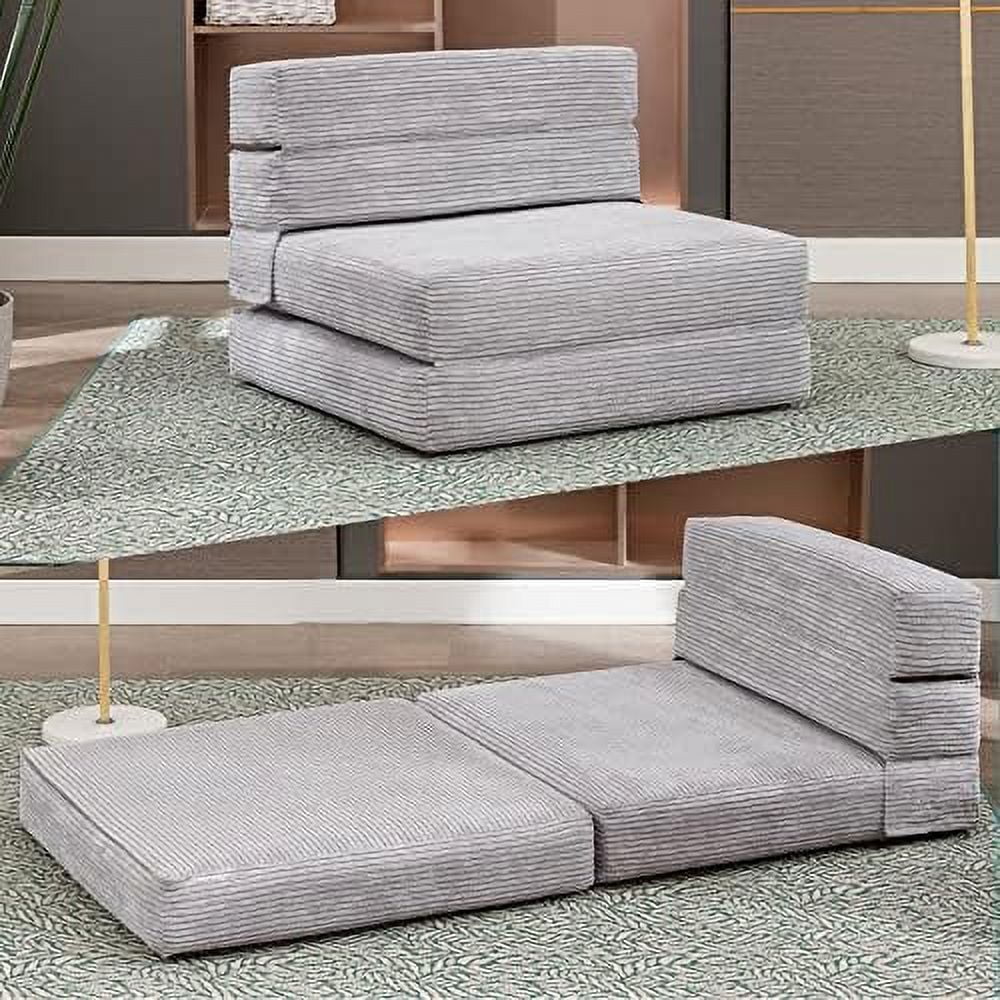 SQWETYV Floor Sofa Couch  Convertible Futon Sofa Bed with Memory Foam  3 in 1 Foldable Couch Bed  Pull Out Sleeper Sofa for Living Room/Apartment/Office (Beige  Single)