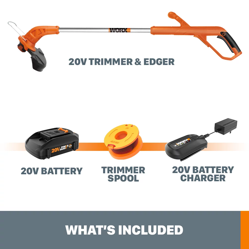 Worx WG154 20-Volt Cordless String Grass Trimmer / Edger, 10-In. - Quantity 1