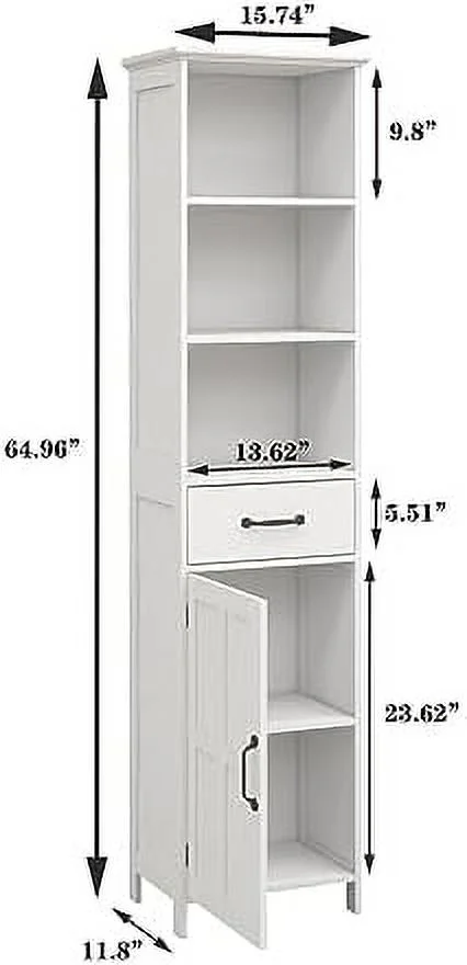 GVJMTKP 71" Freestanding Kitchen Pantry Cabinet  Tall  Cabinet with 2 Door Cupboards  2 Drawers and Adjustable Shelves  White