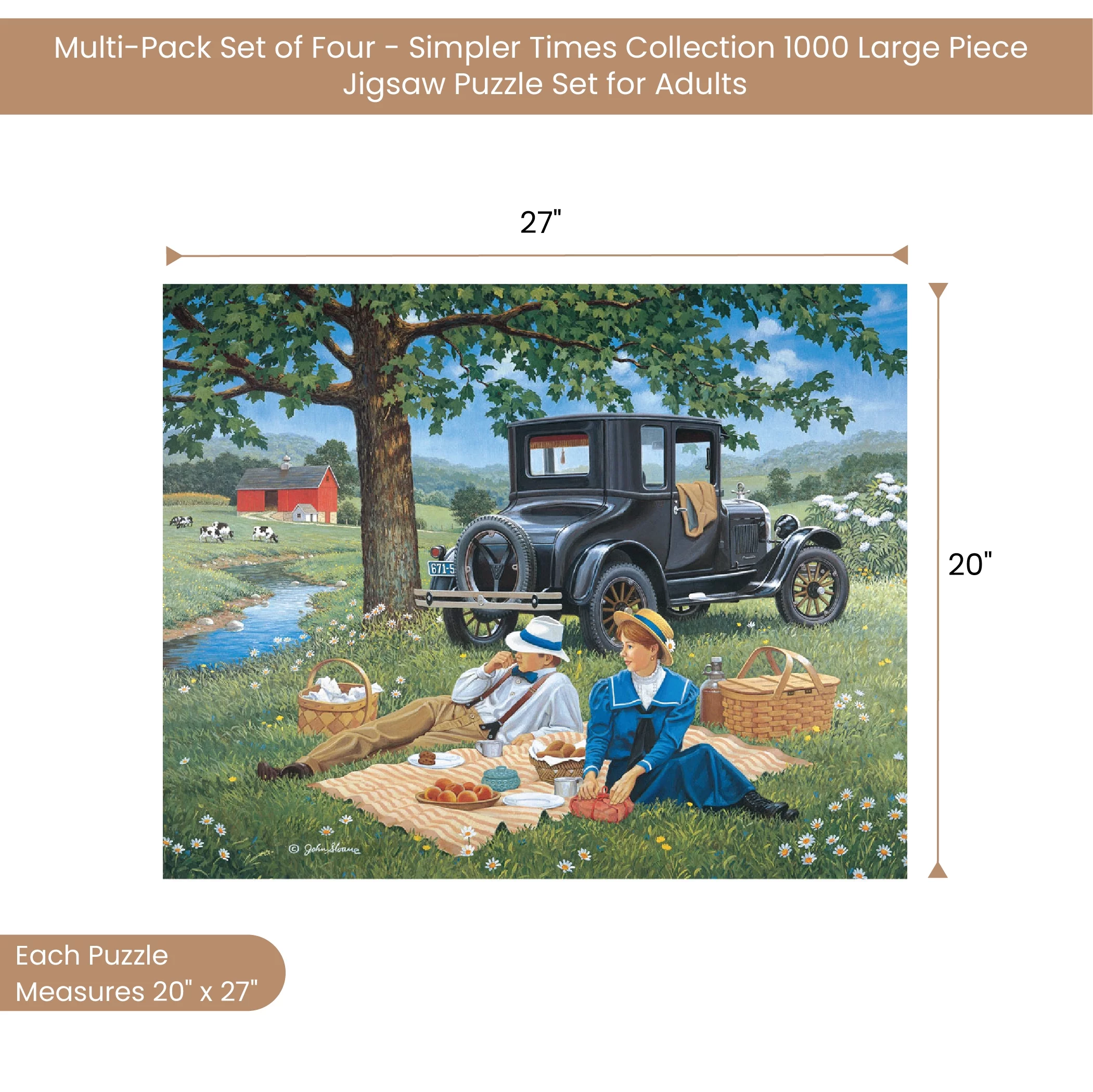 Bits and Pieces - 4-In-1 Multi-Pack Simpler Times 1000 Piece Jigsaw Puzzles for Adults - Each Puzzle Measures 20