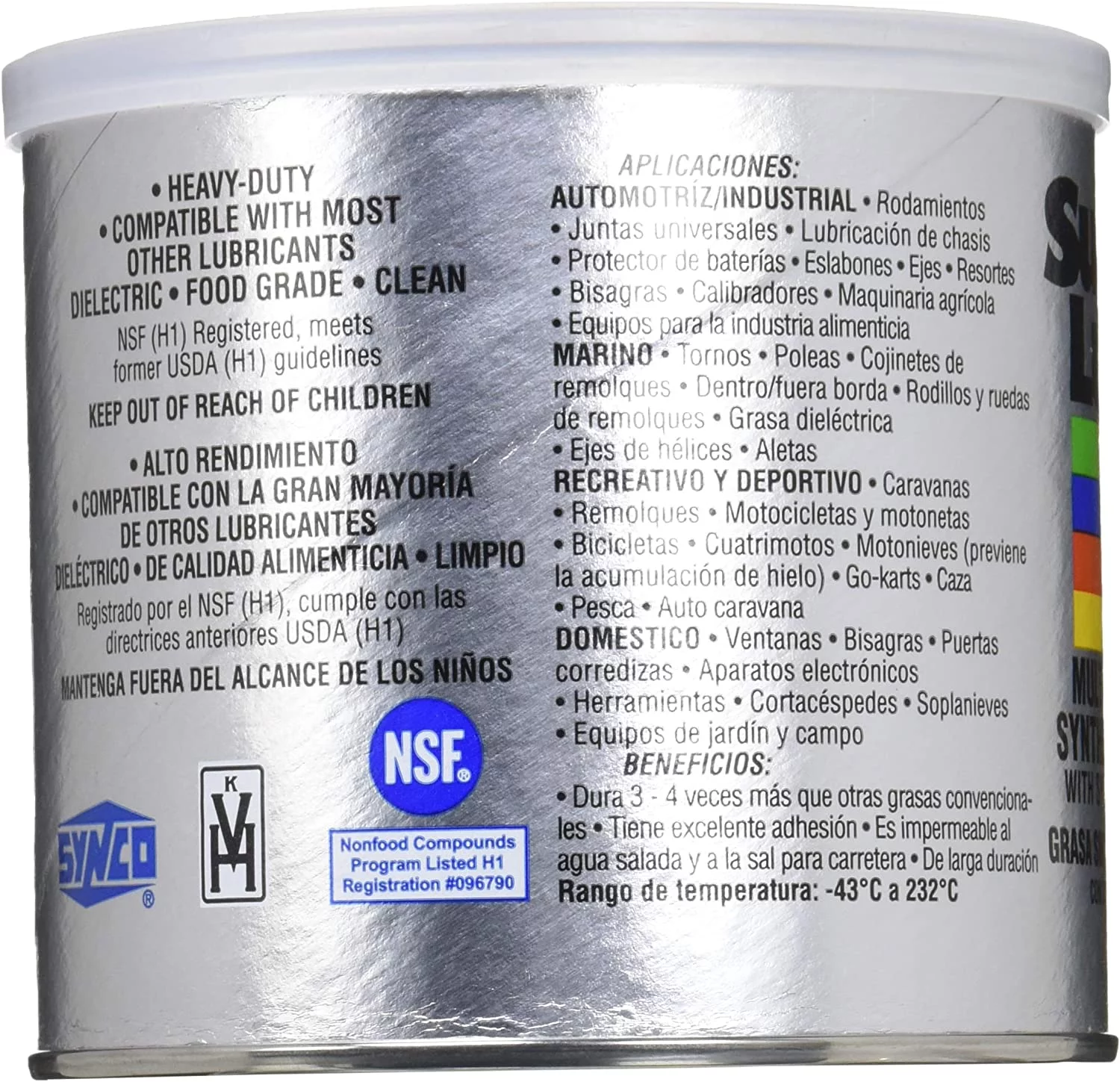 1 Pk Super Lube Multi-Purpose Synthetic Grease W/Syncolon (Ptfe) - 14.1Oz Canister