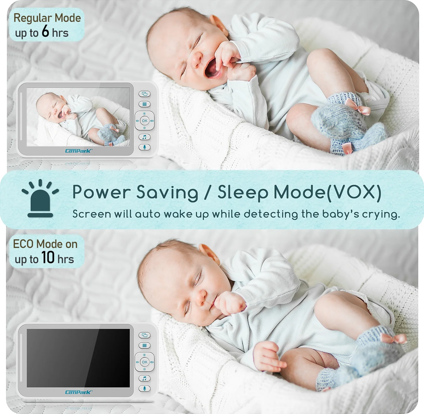 Campark Baby Monitor with 2 Cameras and 4.3