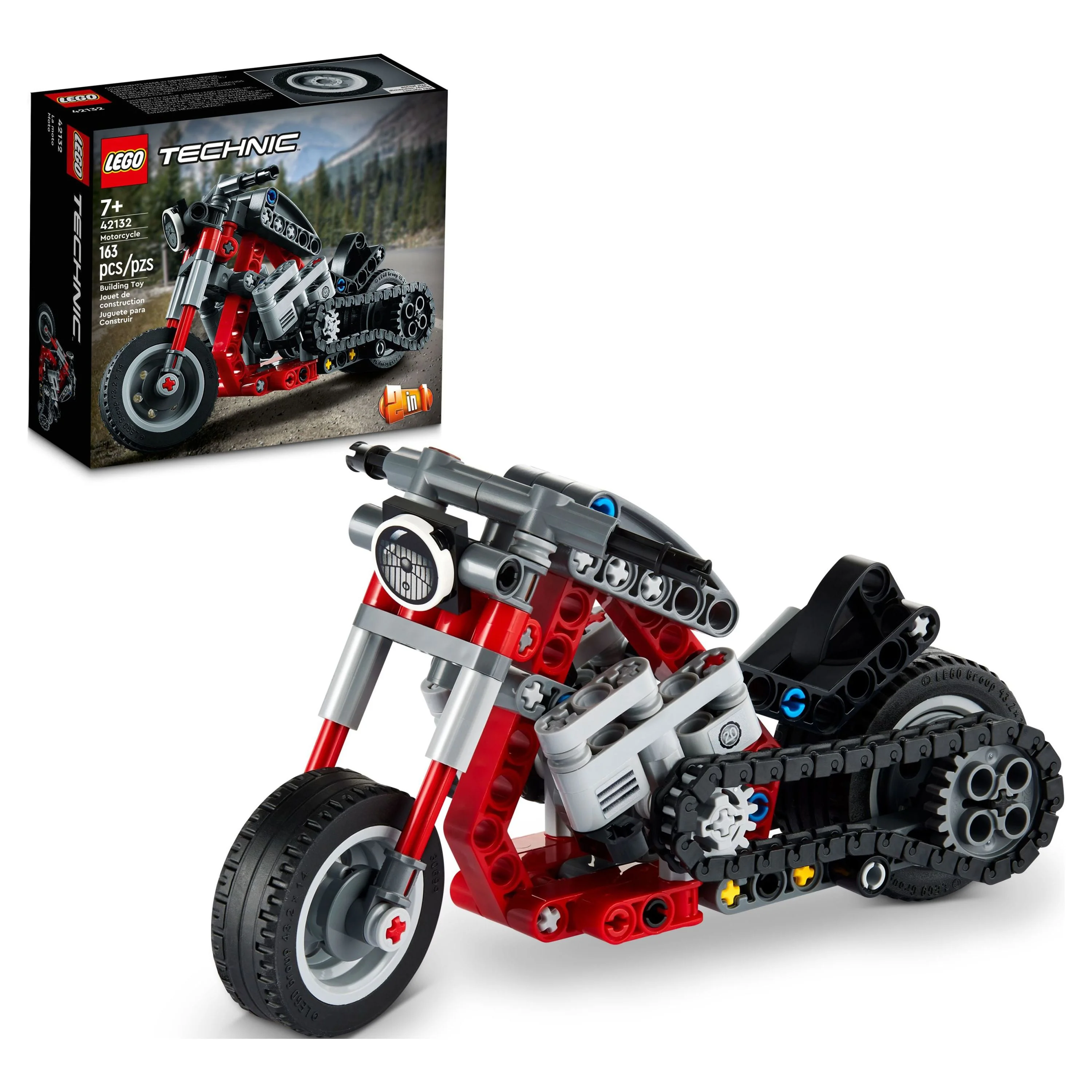 LEGO Technic Motorcycle to Adventure Bike 42132 2 in 1 Model Motorcycle Building Kit and Construction Toy, Birthday Gift for Kids, Boys and Girls