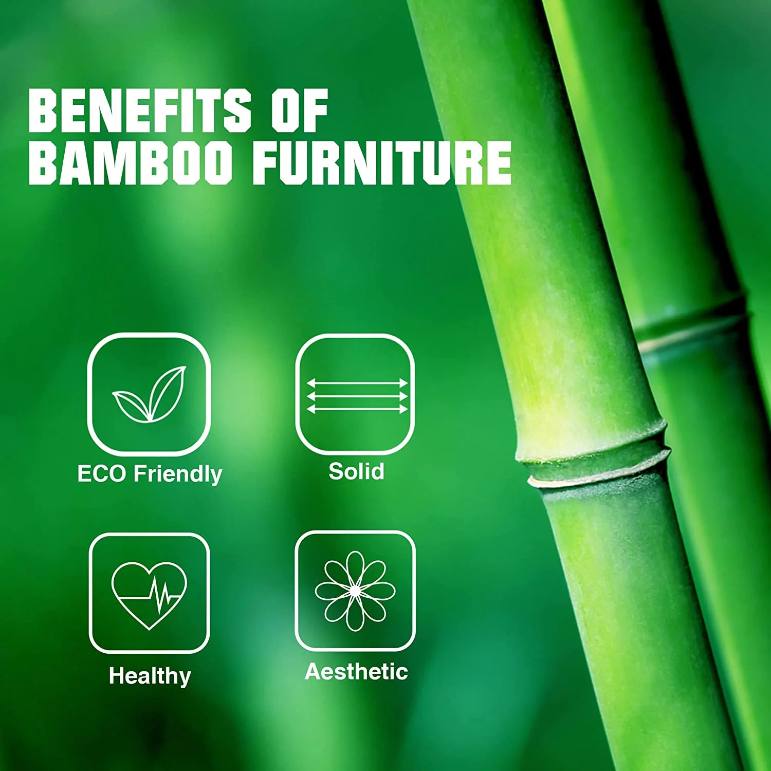 Nightstand with Drawer, Bamboo, Nightstand, Small Cabinet Black-