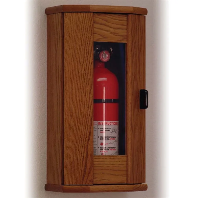 Pemberly Row Modern 10 lbs Fire Extinguisher Cabinet in Medium Oak