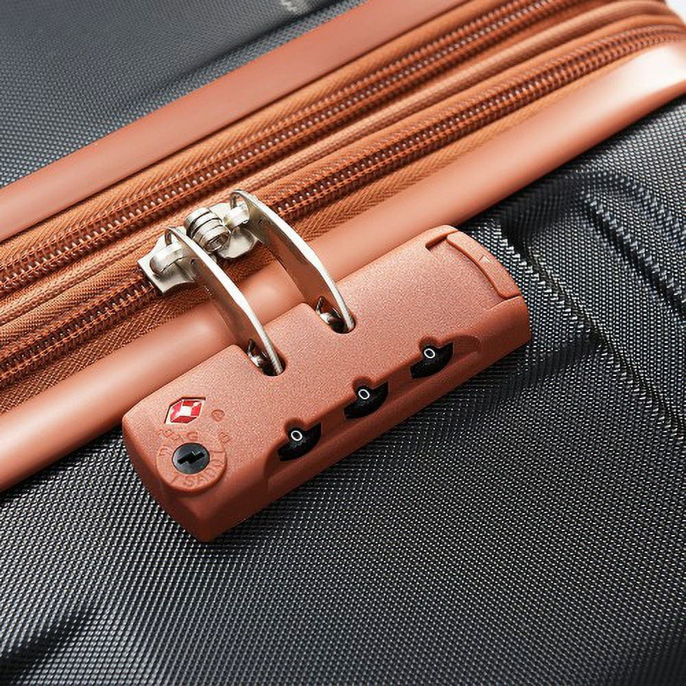 3-Piece Luggage Set - Expandable ABS Hardshell Clearance Suitcases with Spinner Wheels and TSA Lock - Lightweight and Sturdy (20''/24''/28'') - Black and Brown