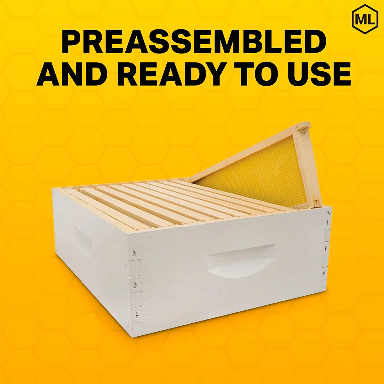 QINBI Hive Body Bundle, Assembled, 10-Frame, Painted, Beekeeping, Bee Box, Beekeeping Supplies, Harvest Honey, Includes 10 Assembled Frames w/Plastic Coated Foundation