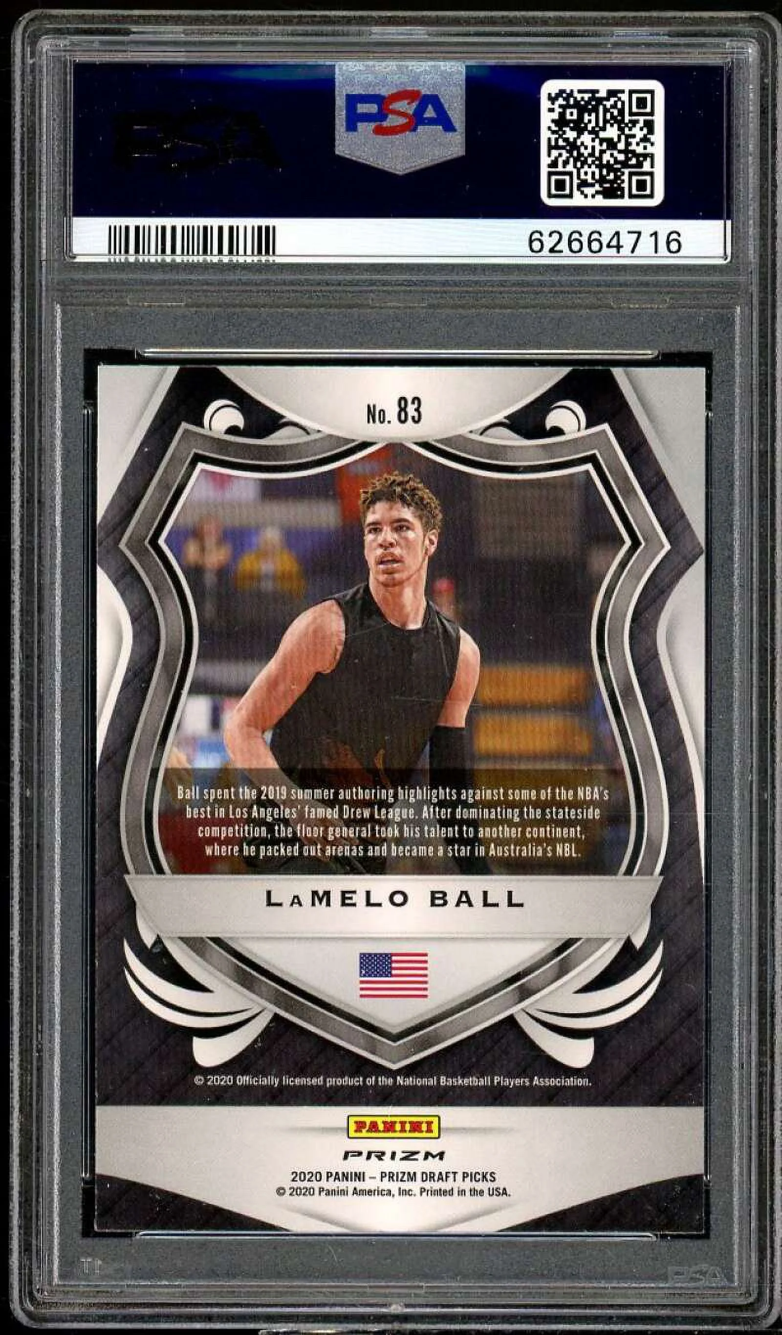 LaMelo Ball Rookie Card 2020-21 Panini Prizm DP Red White Blue Prizm #83 PSA 10