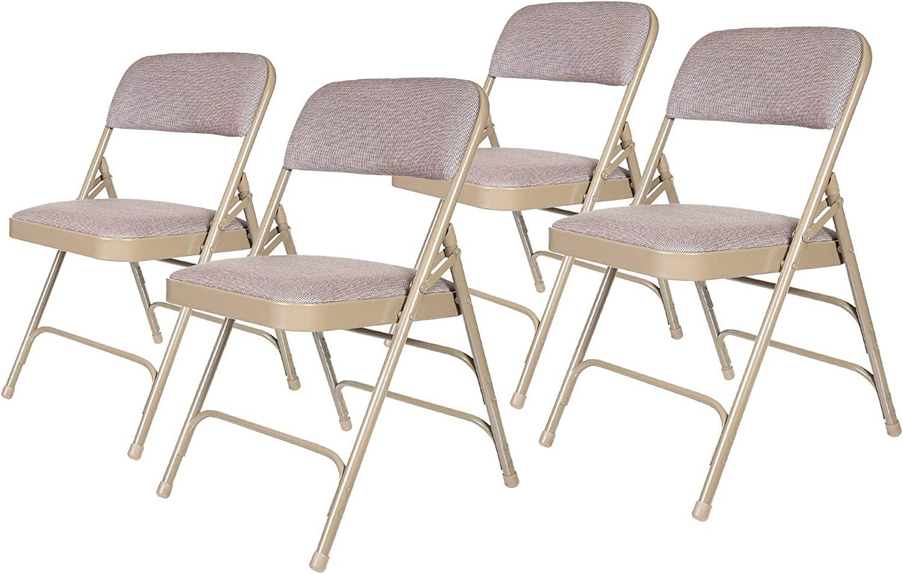 OUWI Premium Fabric Upholstered Steel Folding Chairs, 4 Pack, Beige