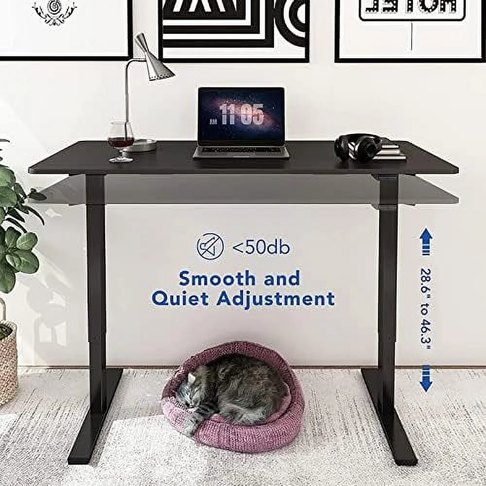 SQFGHB EC1 Essential Adjustable Desk  Electric Standing Desk 48 x 30 Inches Whole-Piece Desk Board Home Office Table Stand up Desk 2 Packages (Gray Frame + 48 in Mahogany Top)