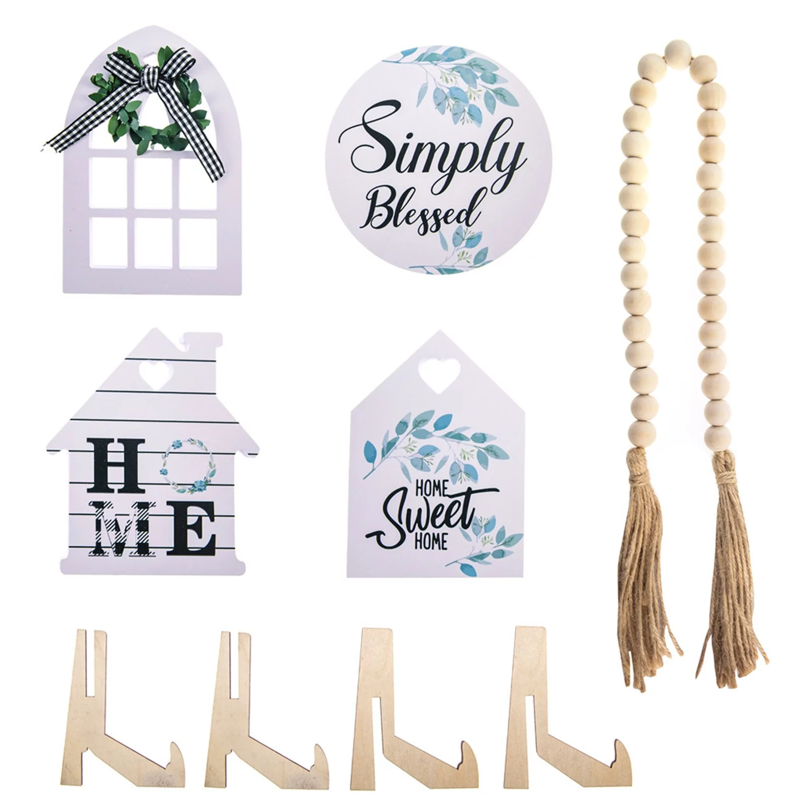 BNNG Vintage Farmhouse Two Tiered Tray with Round Metal Handle 2-Tier Food Presentation Serving Vintage Wood Tray Indoor Home Decor Garden