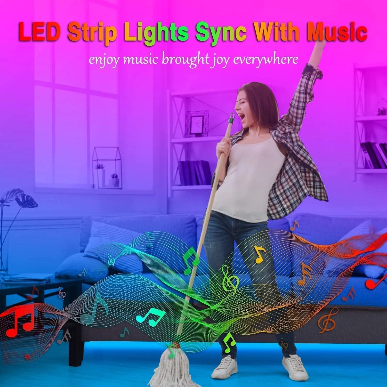 Led Lights 50ft Smart APP Control Music Sync Led Strip Lights RGB Color Changing Led Lights Strips with Remote Led Lights for Bedroom Kitchen and Party