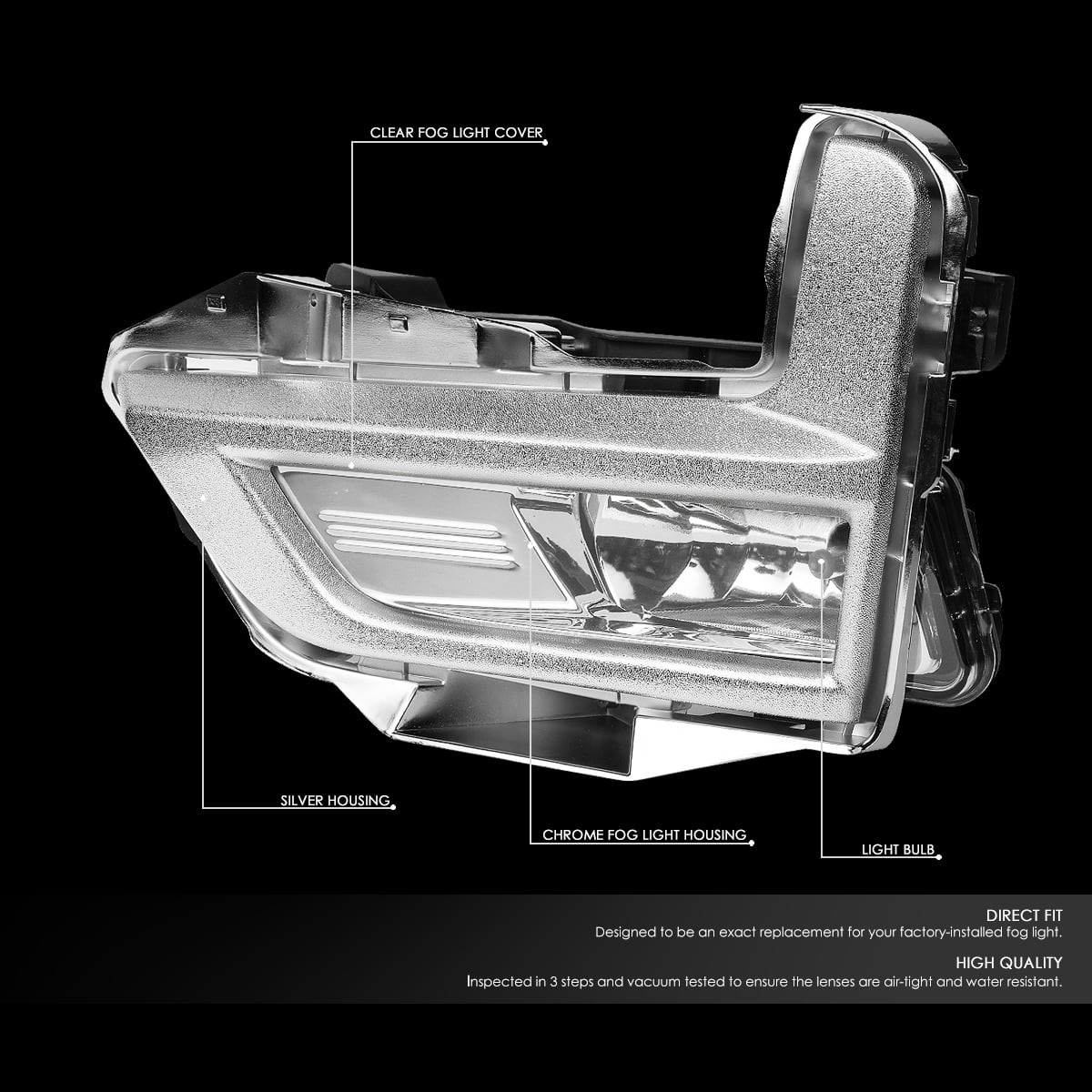 DNA Motoring FL-ZTL-280-CH For 2017 to 2018 Nissan Rogue Pair Front Driving Fog Light Lamp+Switch+Chrome Bezels Clear Lens