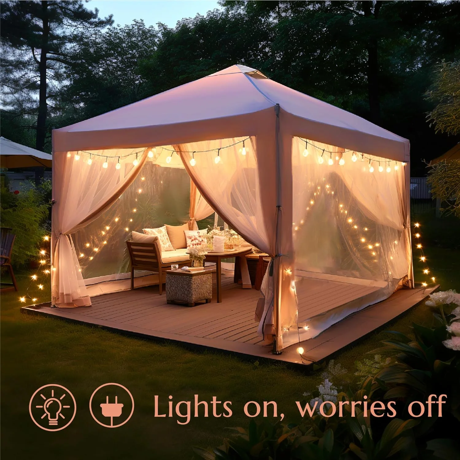 YANRUI 10' x 10' Pop Up Canopy Tent with Netting, Instant Gazebo, Ez up Screen House Room with Carry Bag, Height Adjustable, for Outdoor, Garden, Patio