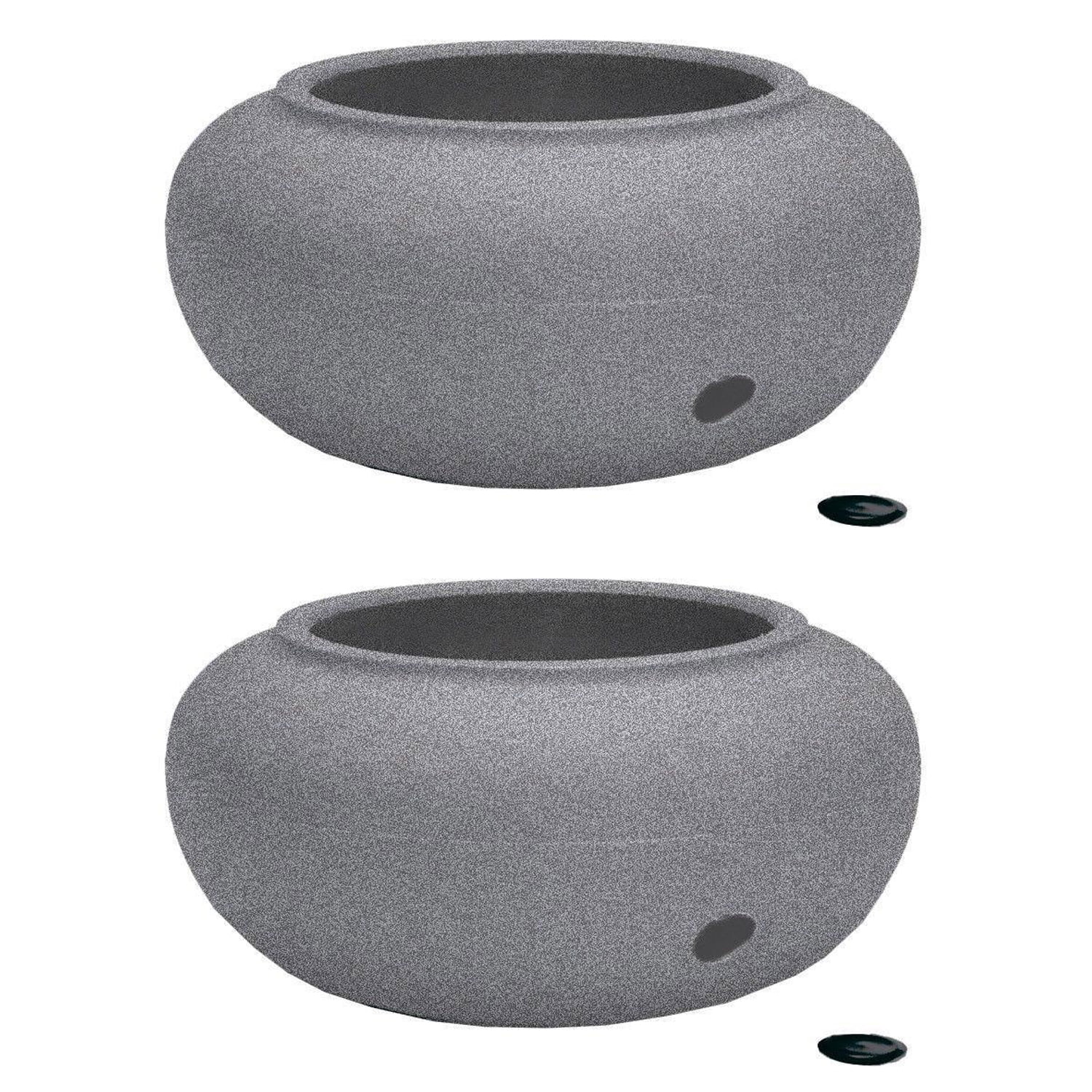 HC Companies 21 Inch Decorative Garden Hose Storage Pot, Granite (2 Pack)