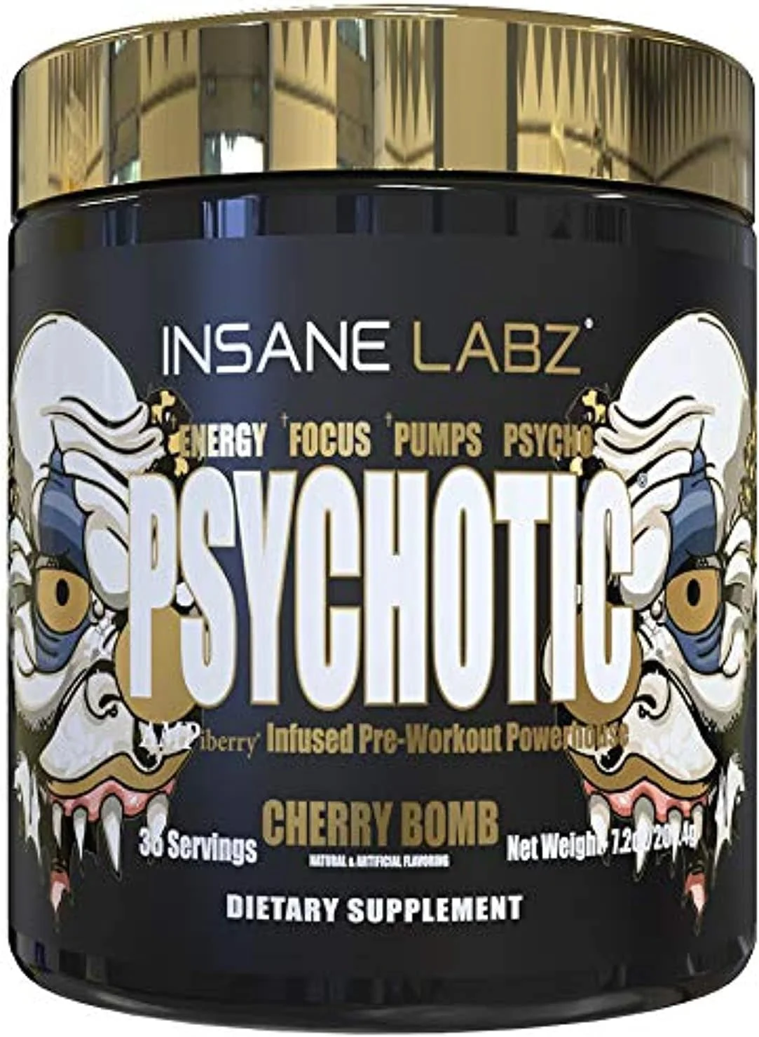 Insane Labz Psychotic Gold, High Stimulant Pre Workout Powder 35 servings
