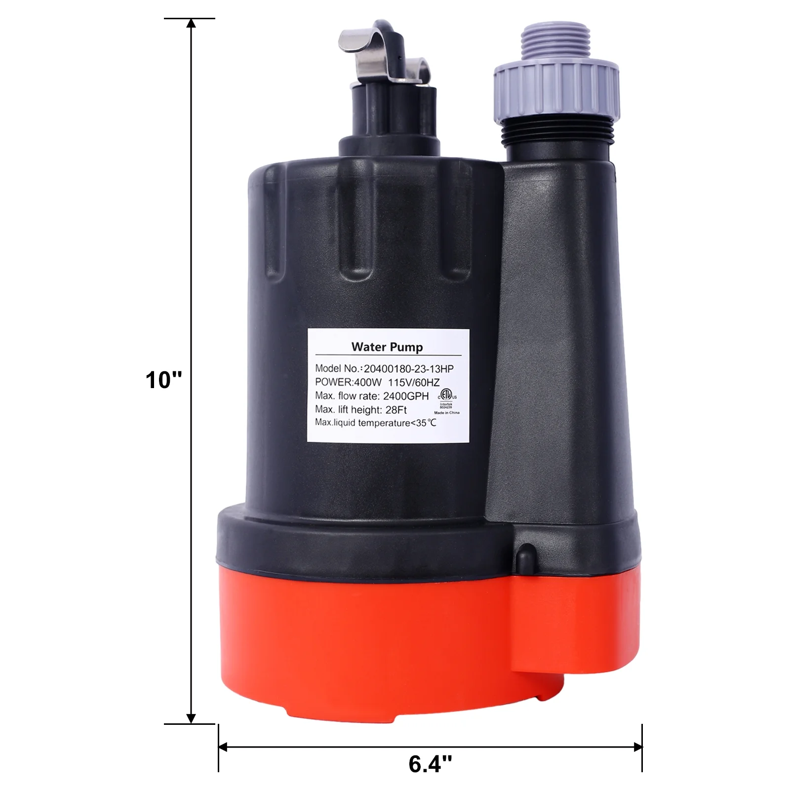 Submersible Water Pump, 1/3HP 2500GPH Thermoplastic Utility Pump Portable Electric Water Pump Sump Pump, With 10 Feet Power Cord.