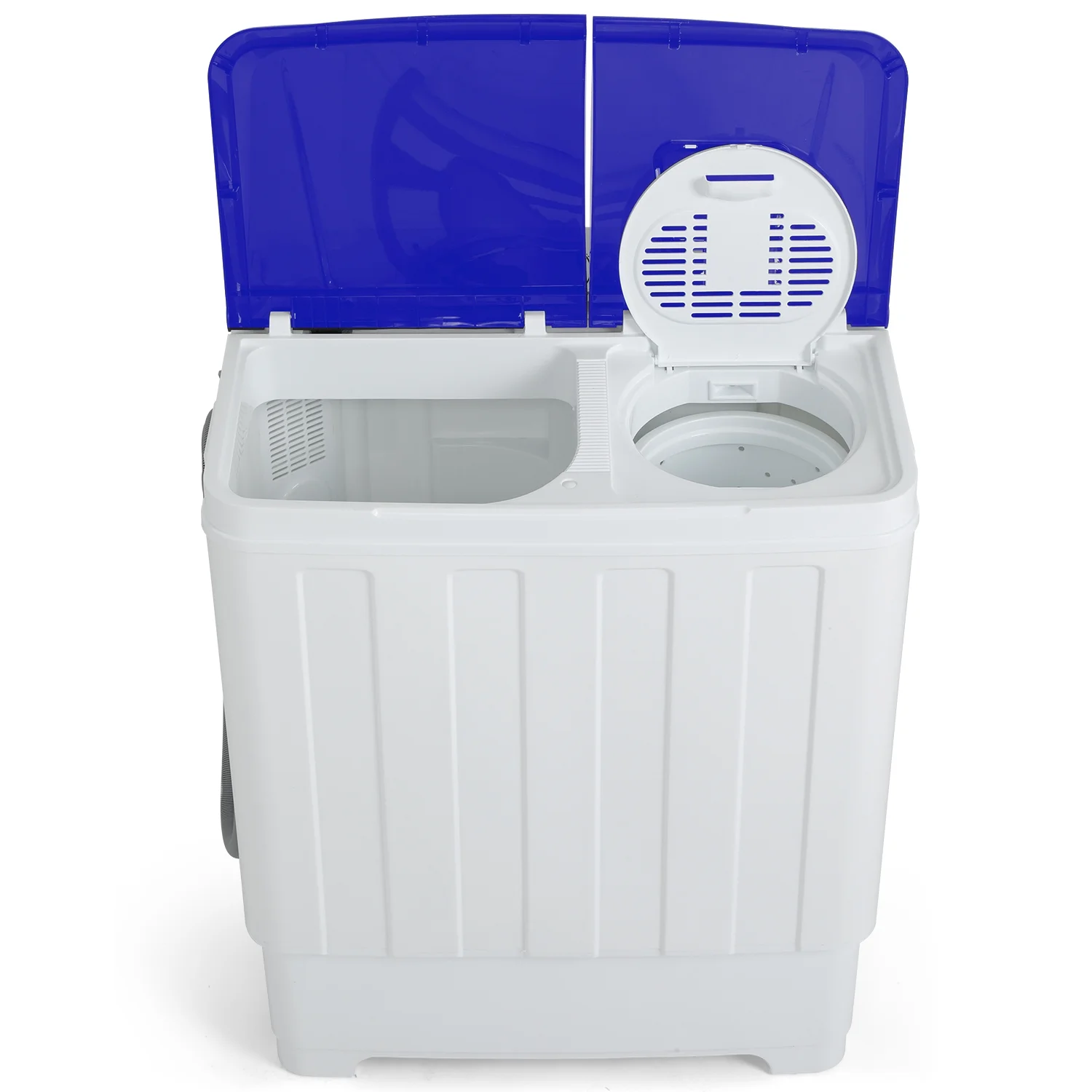 Qhomic 30lbs Washing Machine, 19lbs Washer/11lbs Spinner Combo Twin Tub Portable Washing Machine with Drain Pump, Blue&White