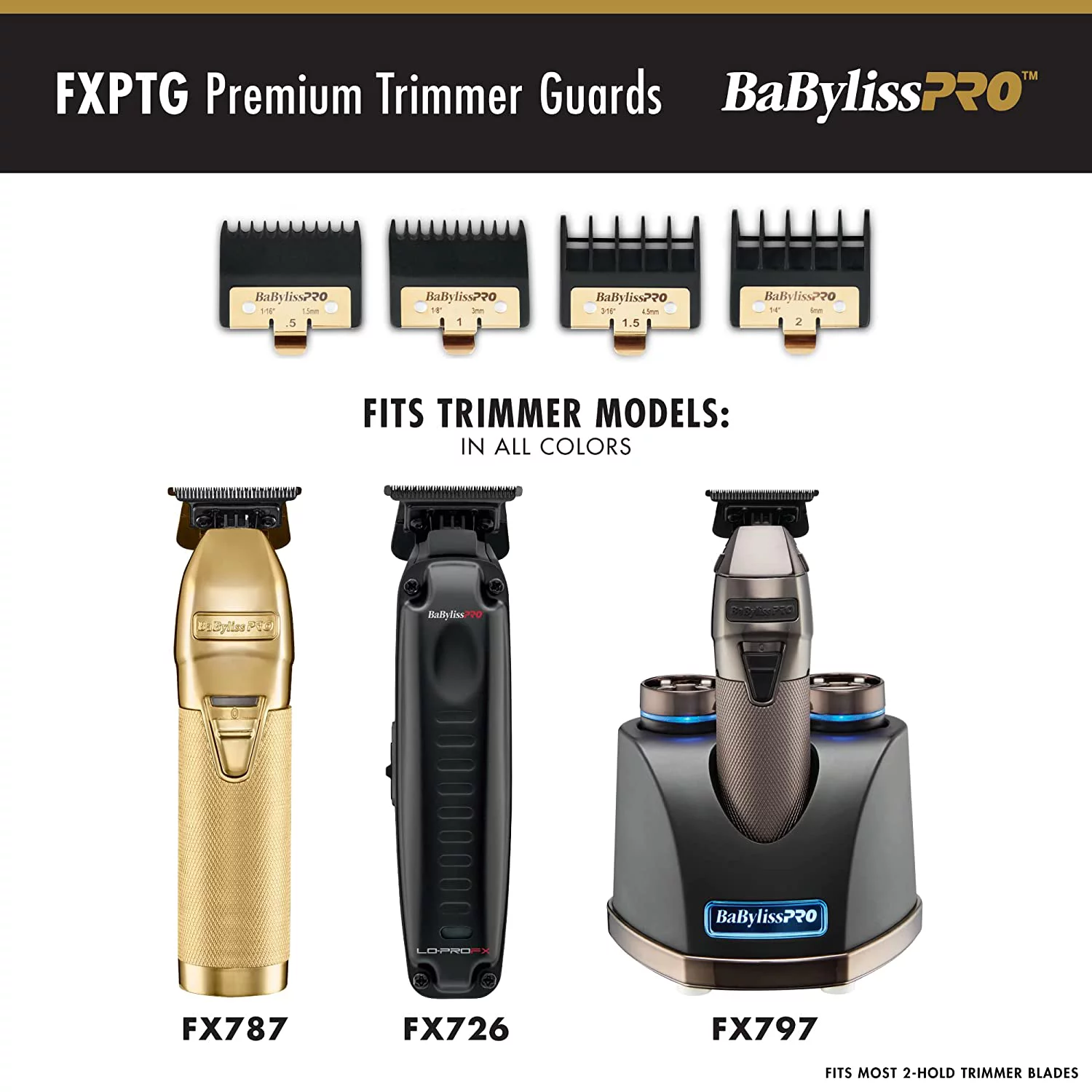 BabylissPRO Premium Trimmer Comb Attachment Guards Guides 4pcs Fits FX787