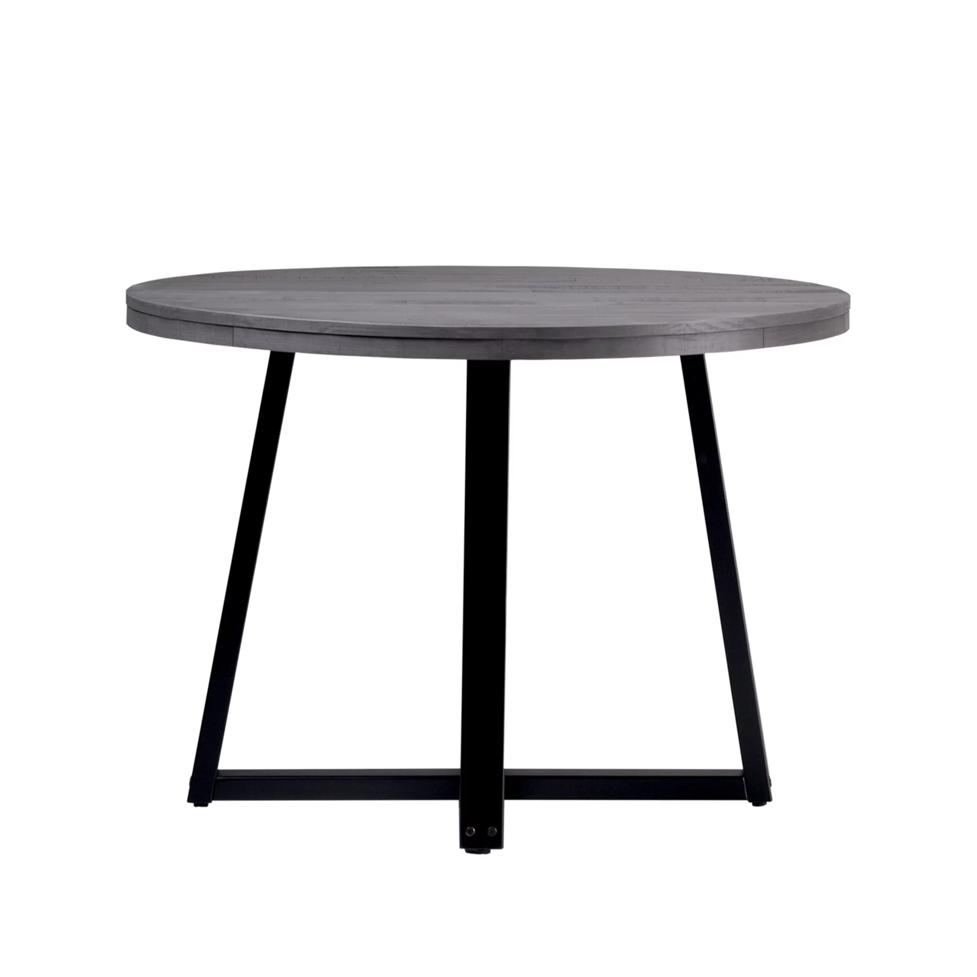 Walker Edison 42” Rustic Distressed Solid Wood Round Dining Table, Grey/Black