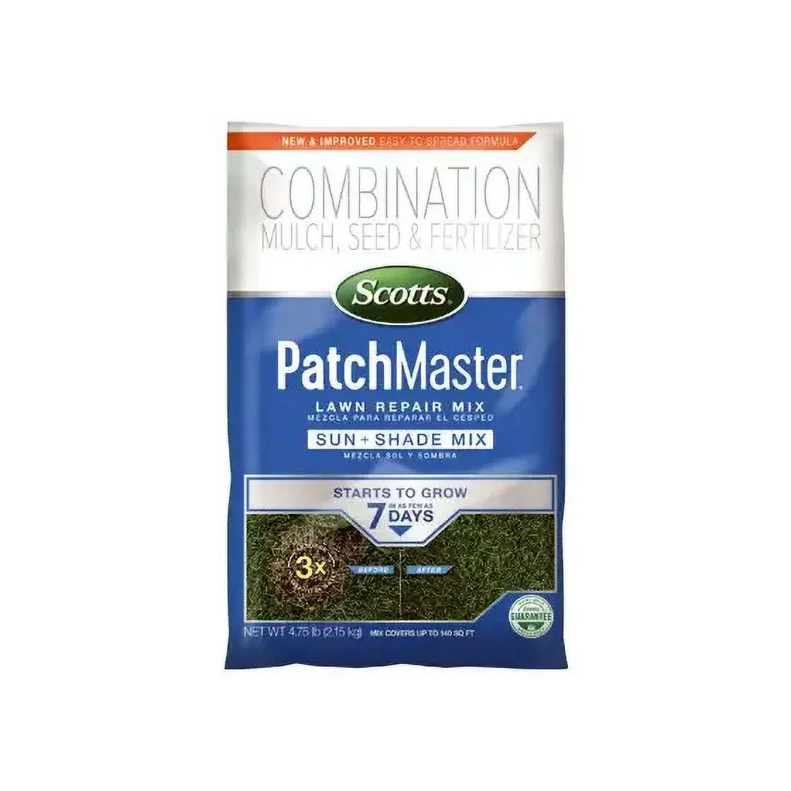 Scotts 14905 Patchmaster Lawn Repair Sun Plus Shade Mix, 4-3/4 Pound Bag, Each