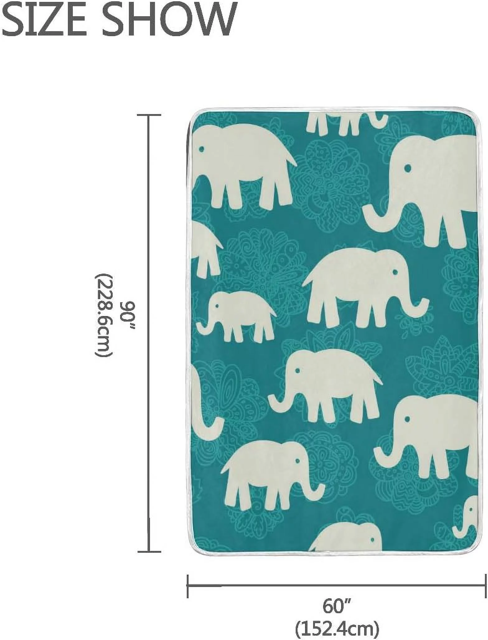 Hidove Queen Cozy Warm Throw Thermal Soft Bed Blanket 60x90 in White Elephants Flannel Fleece Blanket for Men Women Adults