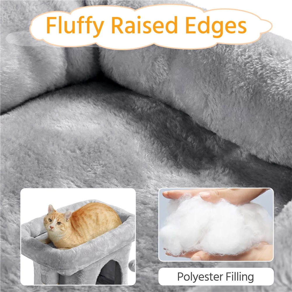 Topeakmart 23.5'' 2-Level Cat Tree Condo Cat Climbing Scratching Tower, Light Gray