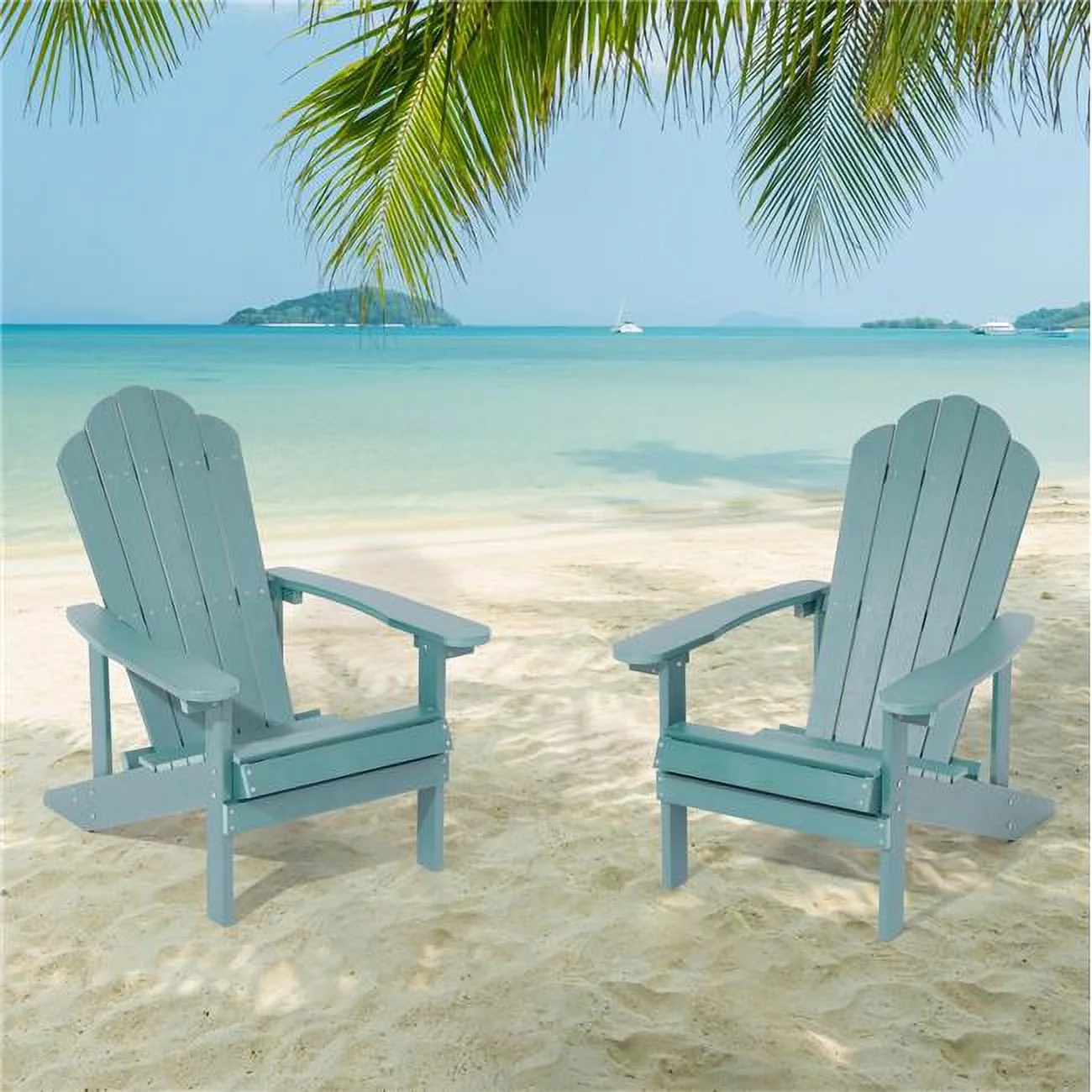 SANLUCE  Weather Resistant Lake Blue Plastic Adirondack Chair (Set of 2)
