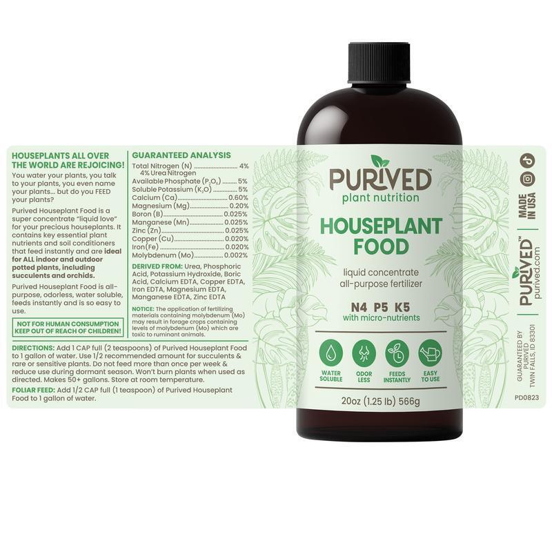 Purived Houseplant Fertilizer | 20oz Concentrate Makes 50 Gallons