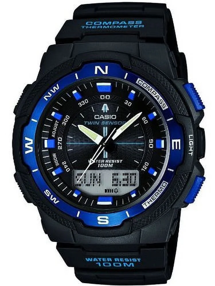 SGW500H-2BV Black Resin Analog Digital Twin Sensor Multi-Function Watch