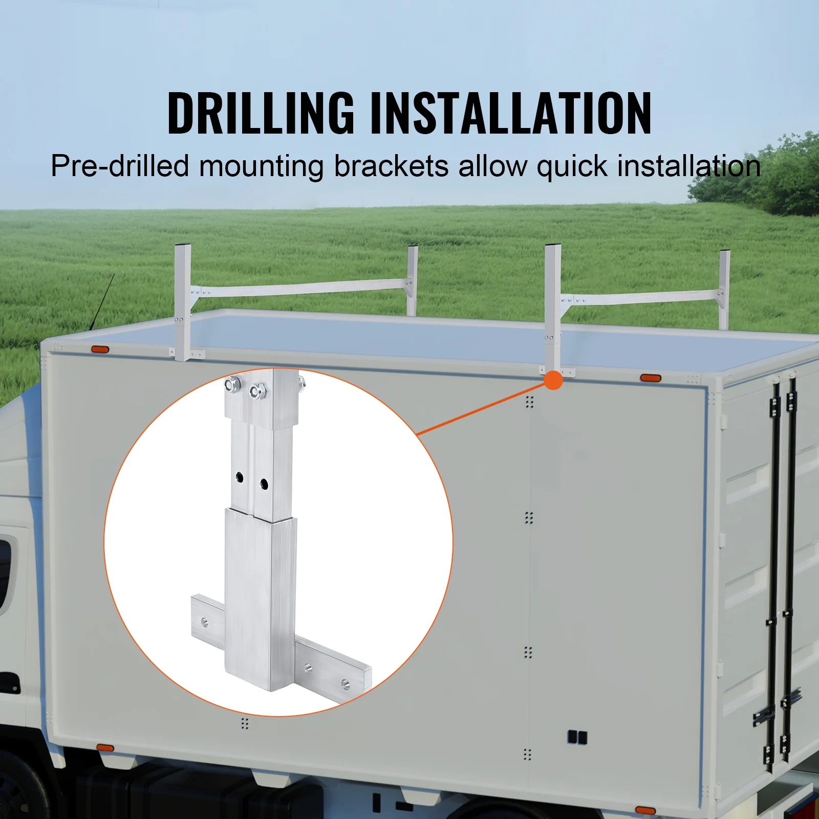 SKYSHALO 2 Bars Van Roof Ladder Rack 400 lbs Adjustable 51.2