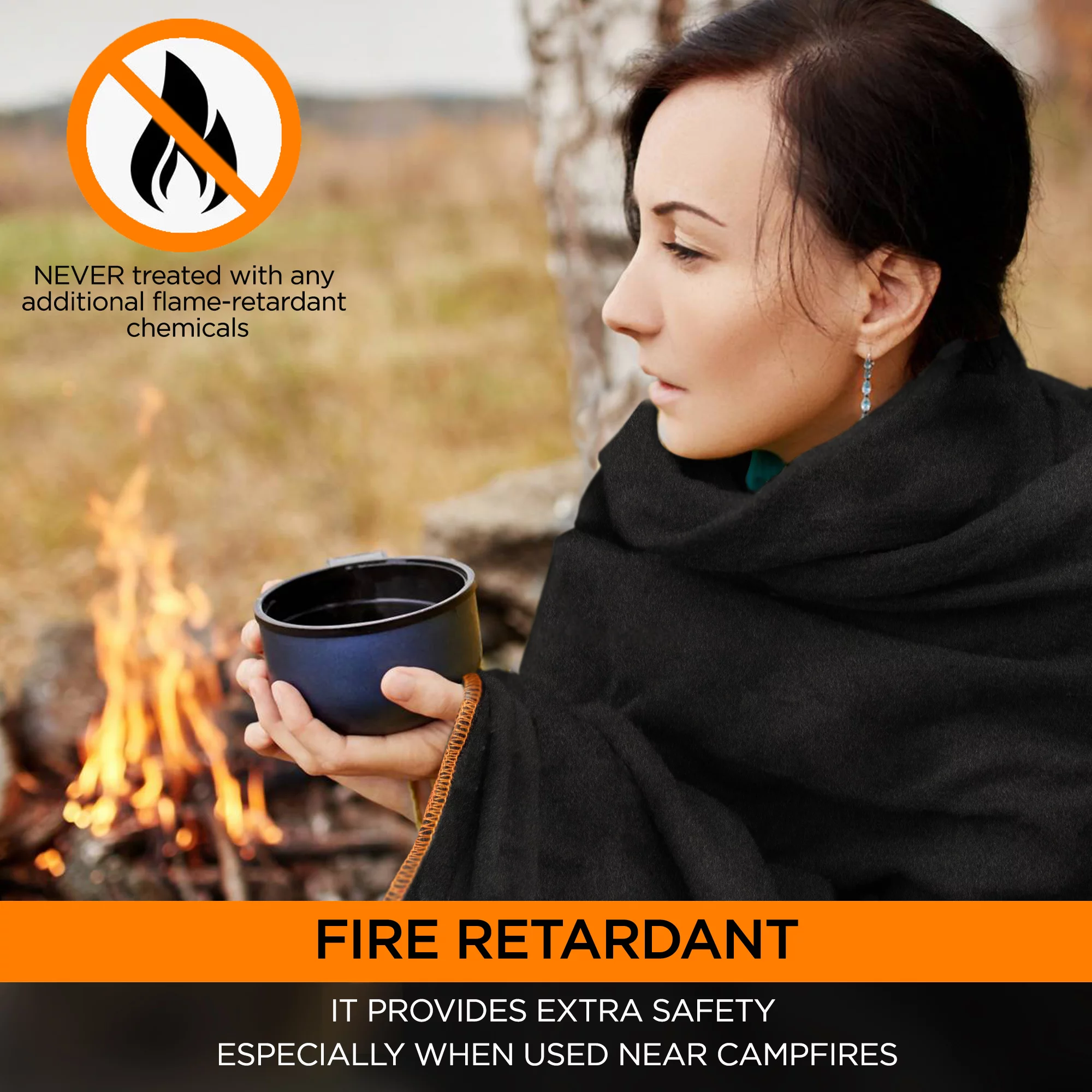 TEKO Military Wool Blanket Large Throw Blanket – 90”x64” 4.5 lbs. Large Outdoor Blankets  - Machine Washable Camping Blanket - Emergency Survival Fire-Proof Blanket Black