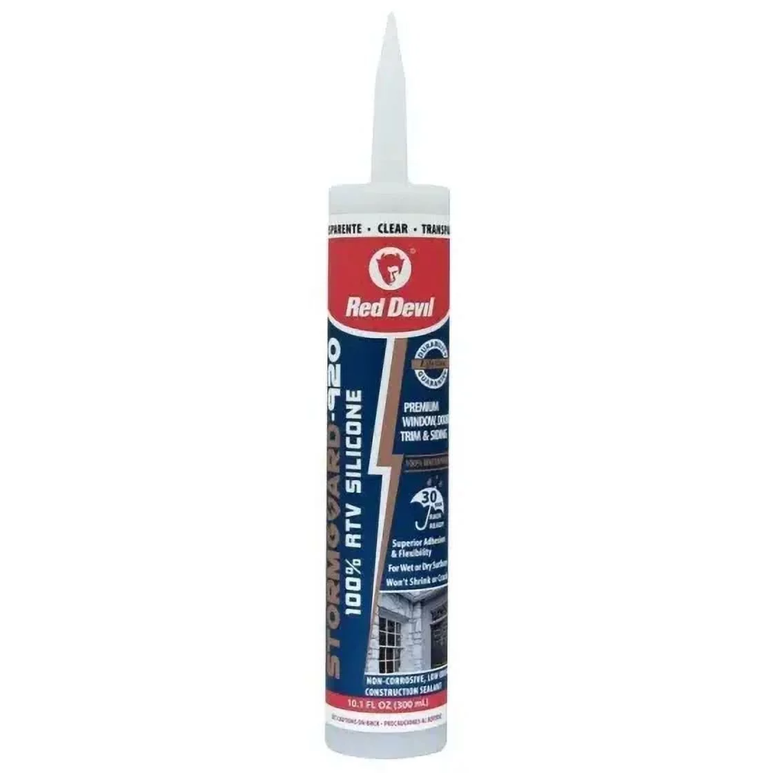 Red Devil 0787 Stormguard 787 Silicone Sealant, Clear, 10 to 100 Deg F, 300 Ml Cartridge, Each