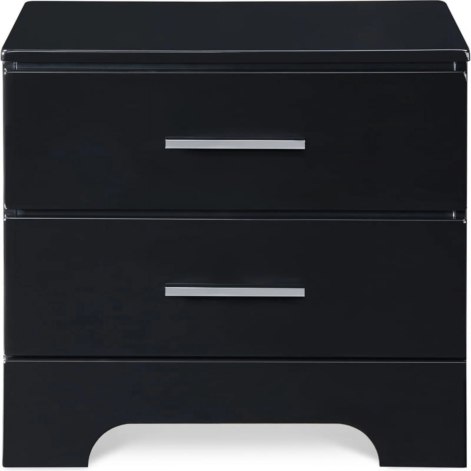 Home Square 2 Drawer Wood Nightstand in Black Finish - Set of 2