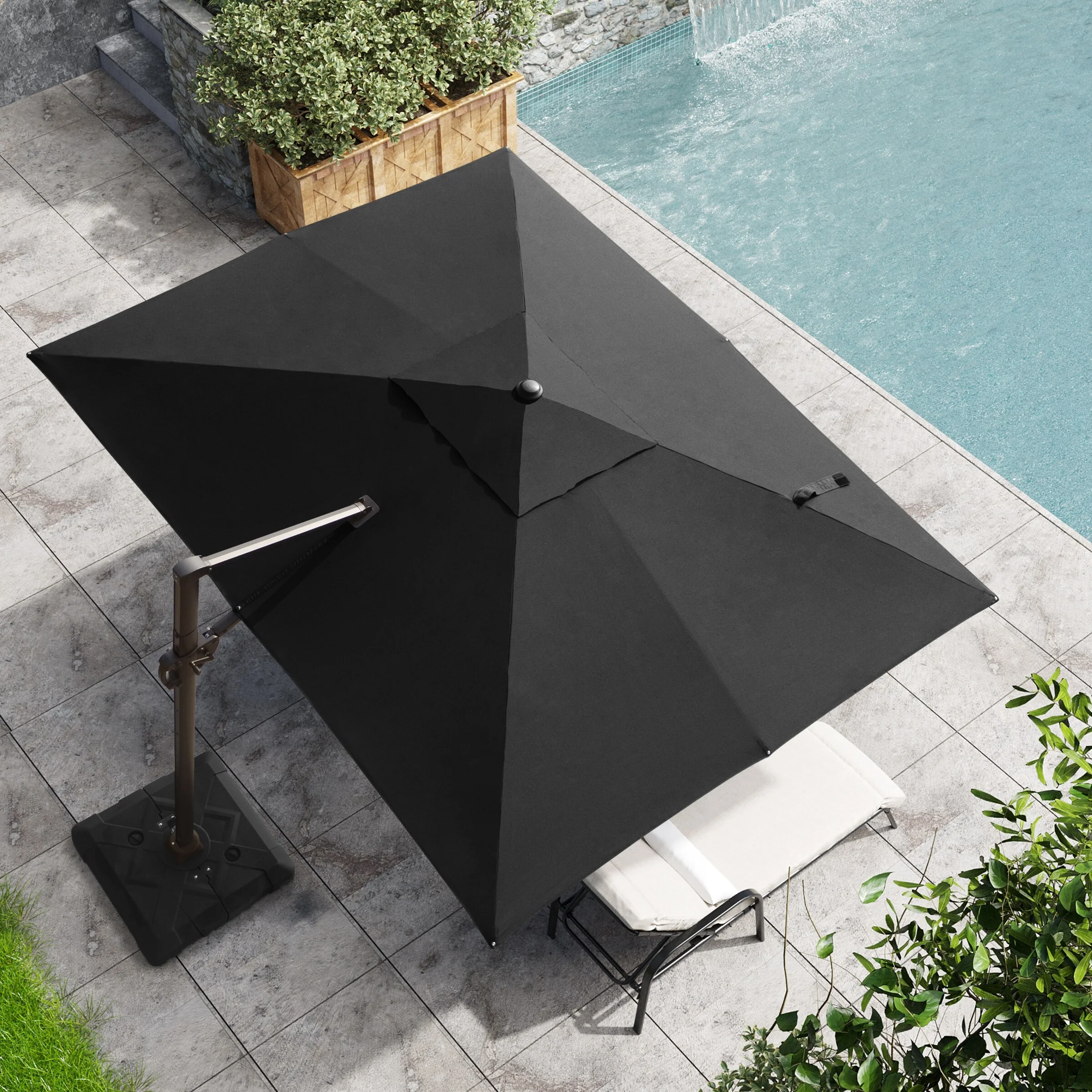 Crestlive Products 11 x 9 FT Outdoor Patio Offset Cantilever Umbrella with Cross Base by  Black