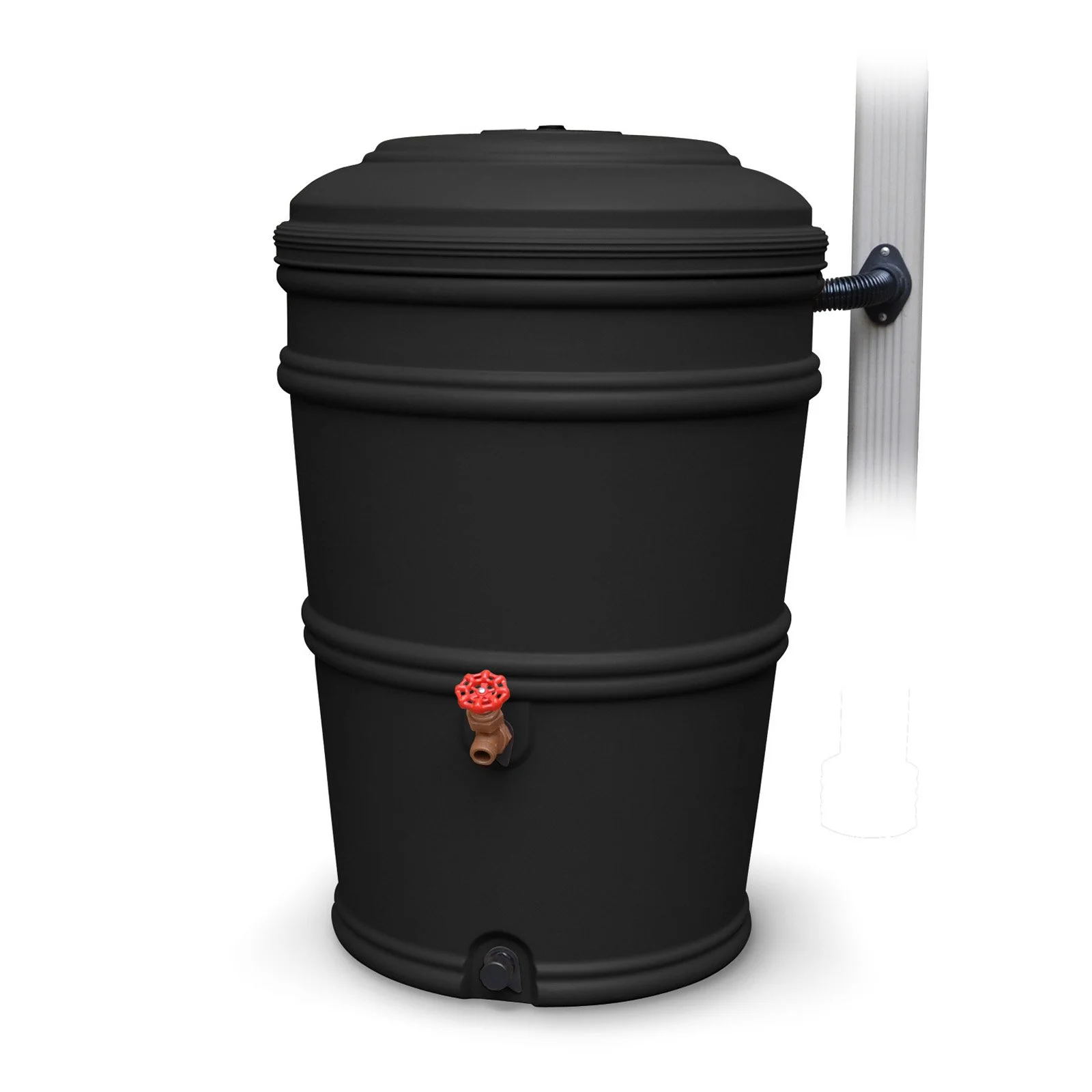 EarthMinded RainStation 45 gal. Rain Barrel with Diverter System - Recycled Black