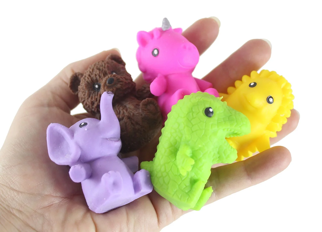 5 Small Sand Animals  - Sand Filled Squishy -  Moldable Sensory, Stress, Squeeze Fidget Toy ADHD Special Needs Soothing (RANDOM COLORS)